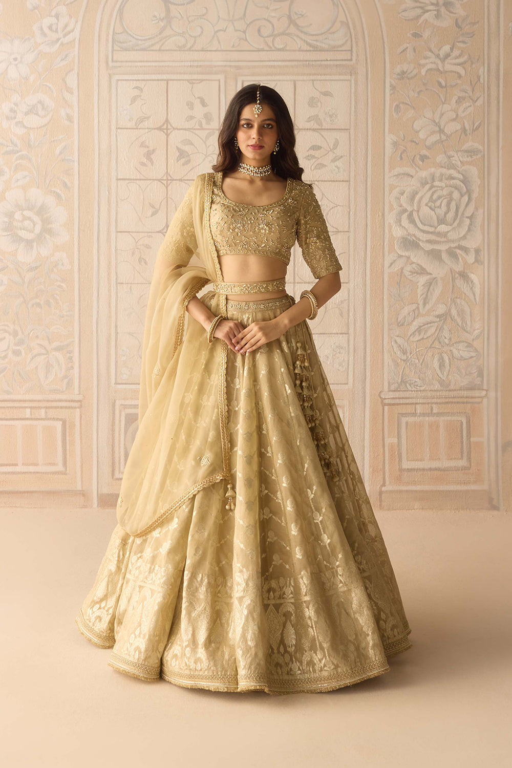 Gold Lehenga Set.
