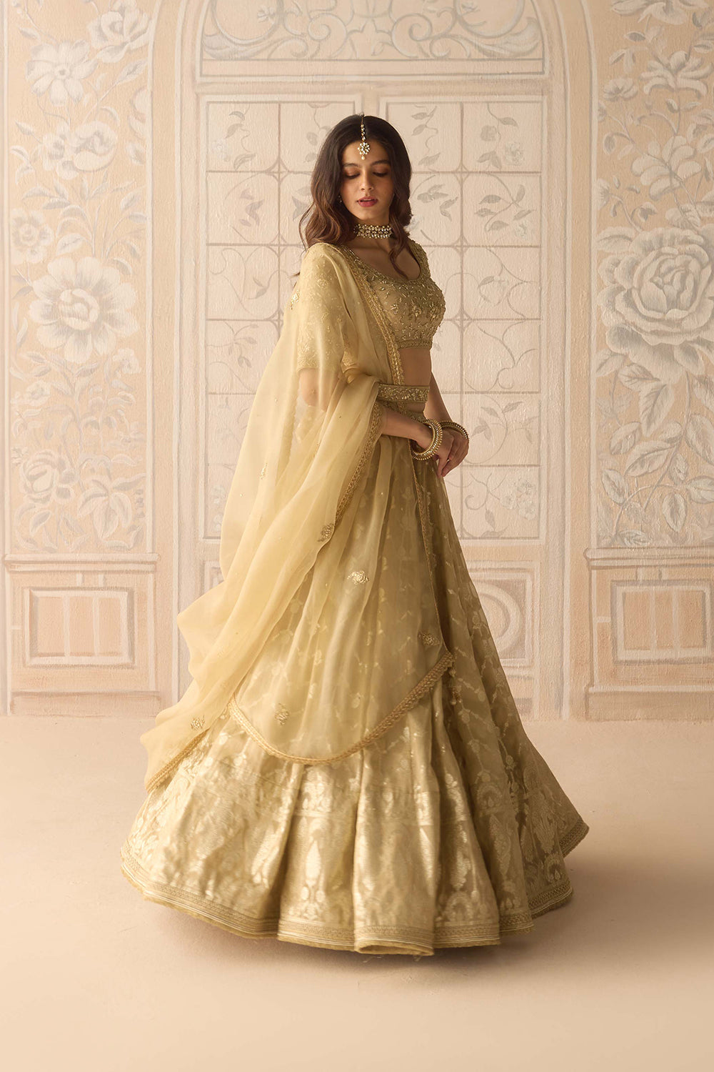 Gold Lehenga Set.