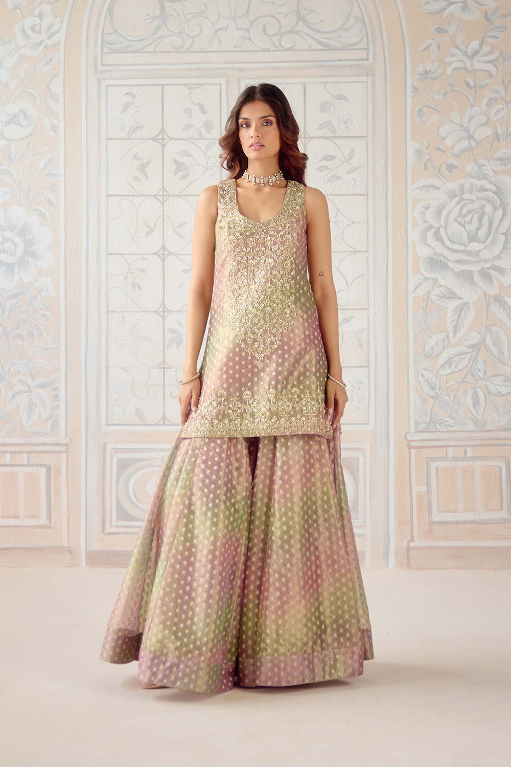 Dusty Rose Sharara Set.