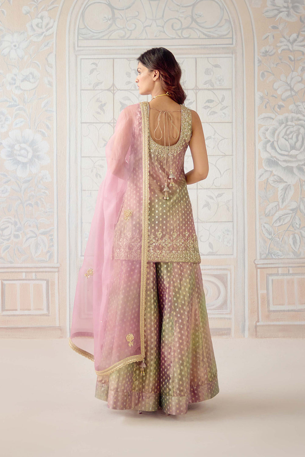 Dusty Rose Sharara Set.