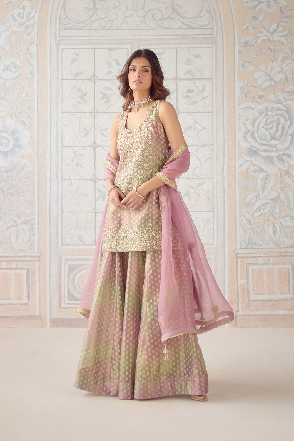 Dusty Rose Sharara Set.