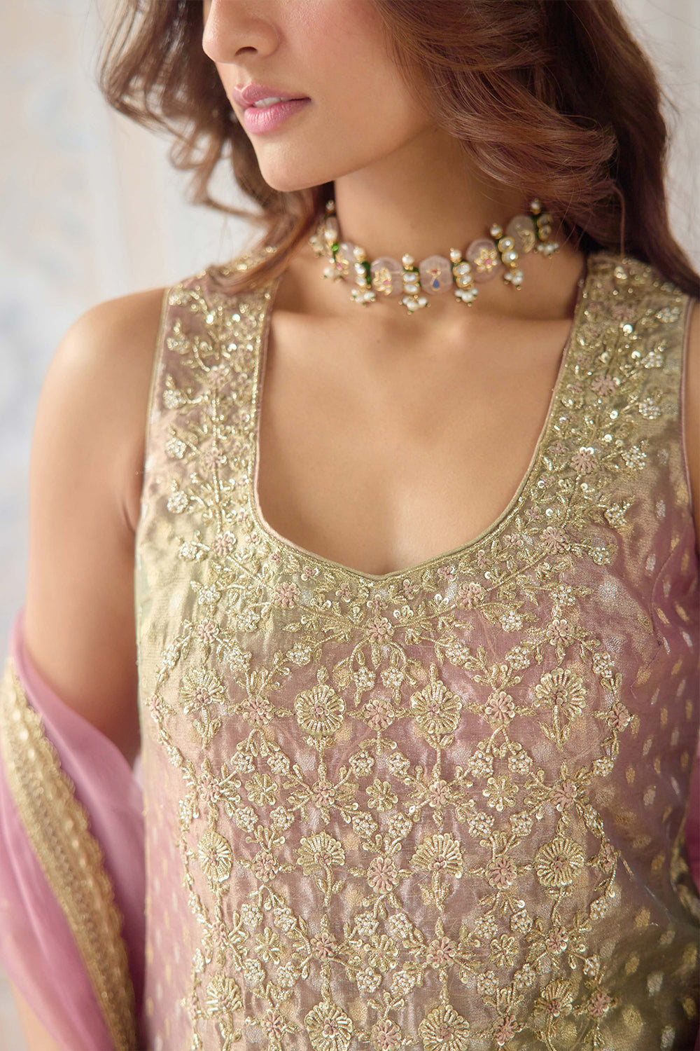 Dusty Rose Sharara Set.