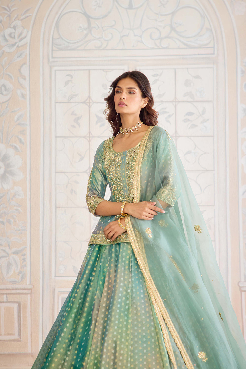 Dusty Turquoise Lehenga Set