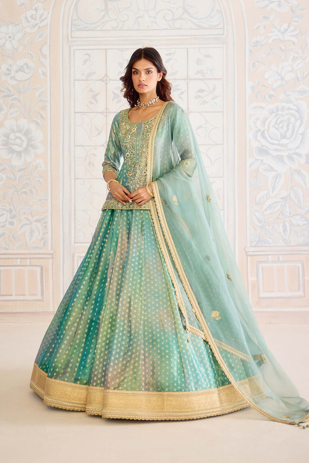 Dusty Turquoise Lehenga Set