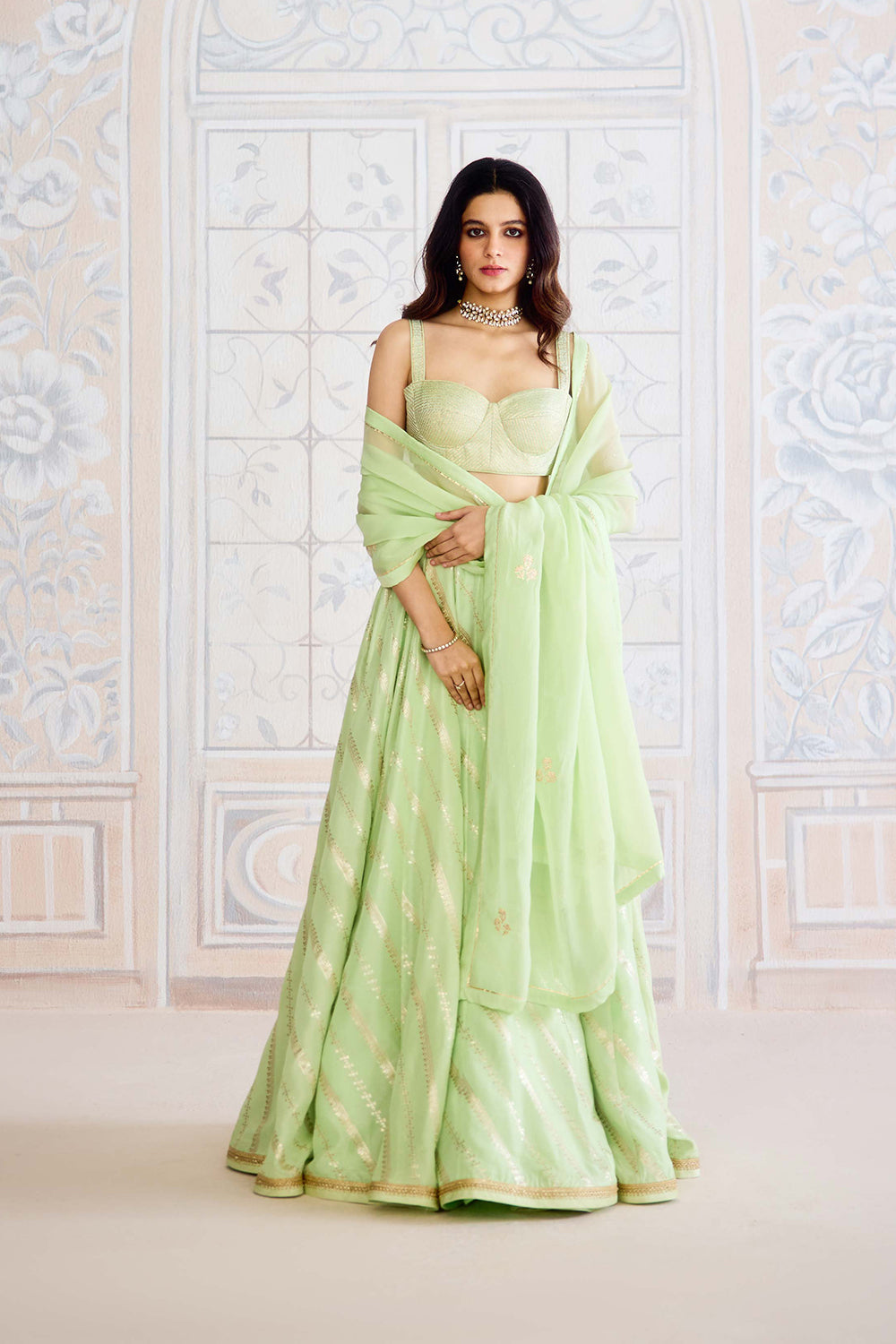 Butterfly Green Lehenga Set.