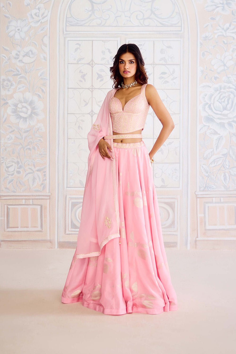 Crystal Pink Lehenga Set.