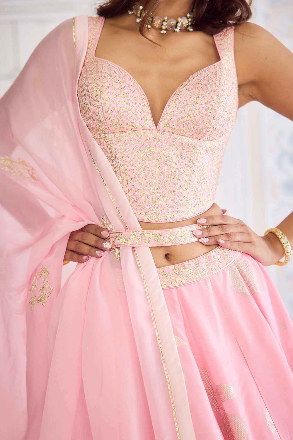 Crystal Pink Lehenga Set.
