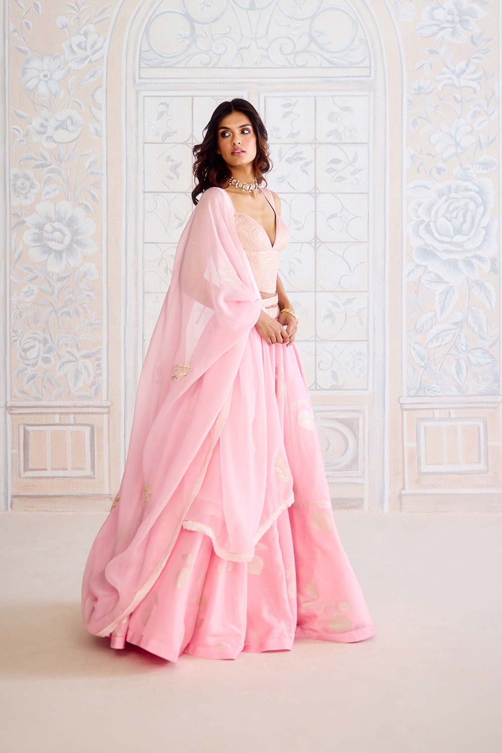 Crystal Pink Lehenga Set.