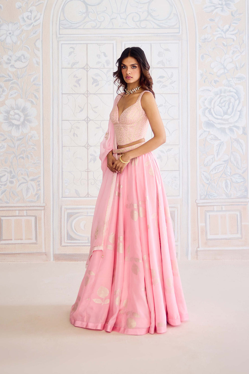 Crystal Pink Lehenga Set.