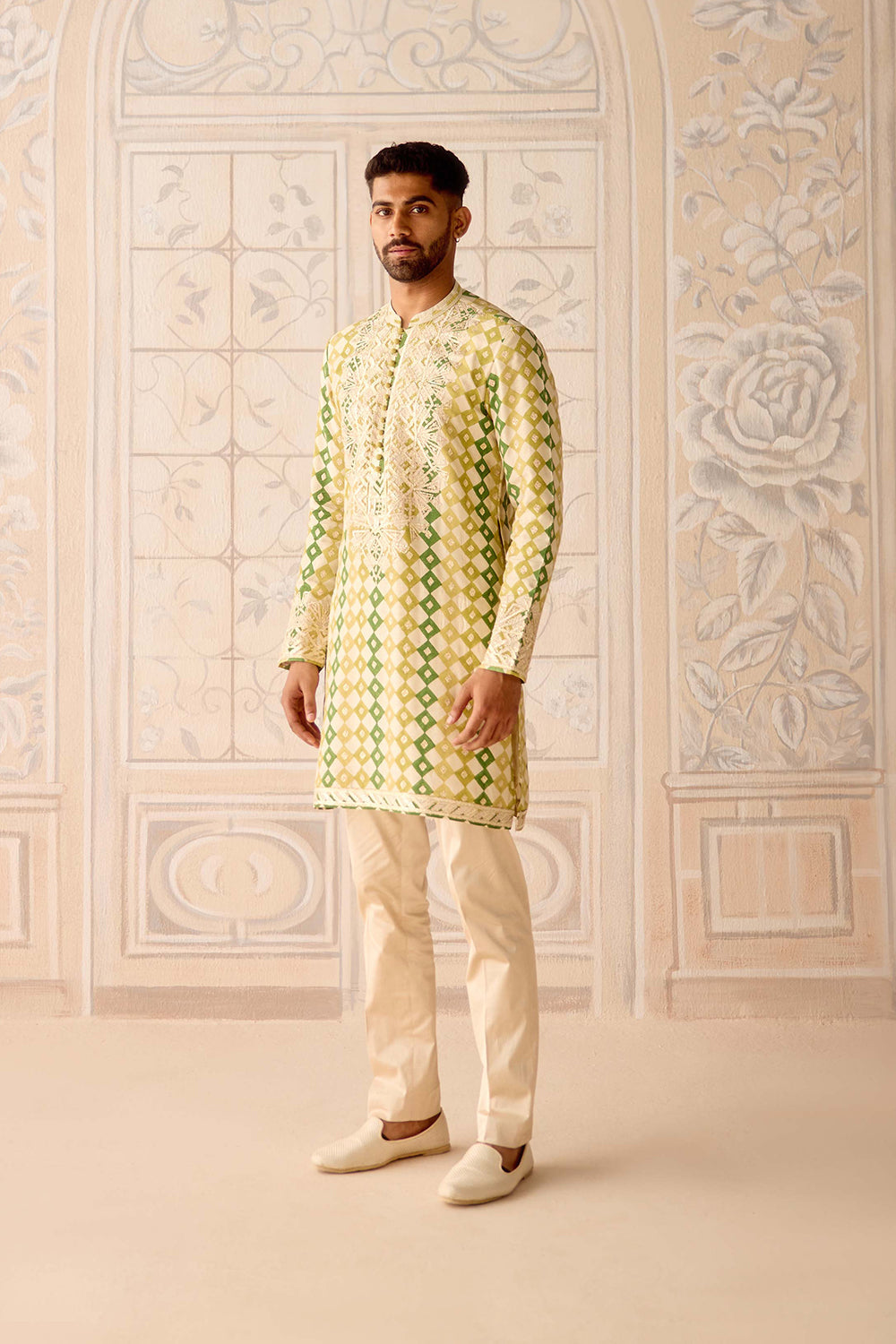 Ivory Jade Green Kurta Set.