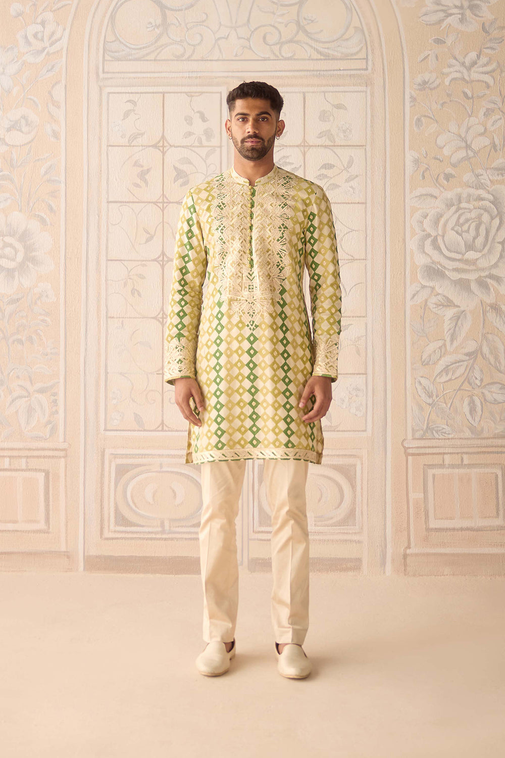 Ivory Jade Green Kurta Set.
