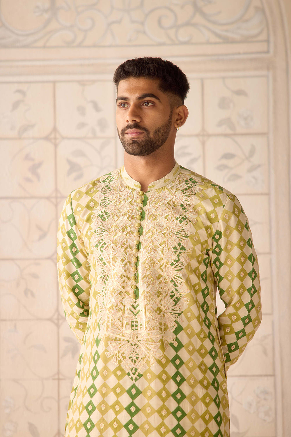 Ivory Jade Green Kurta Set.