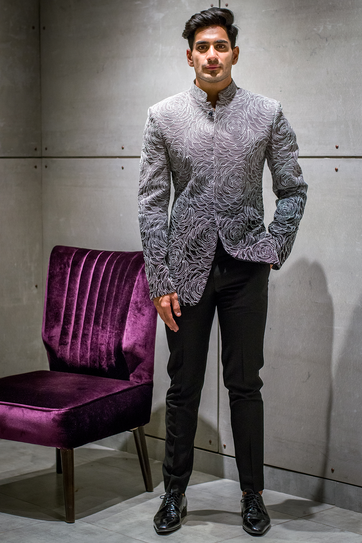 Ombre Grey Bandhgala