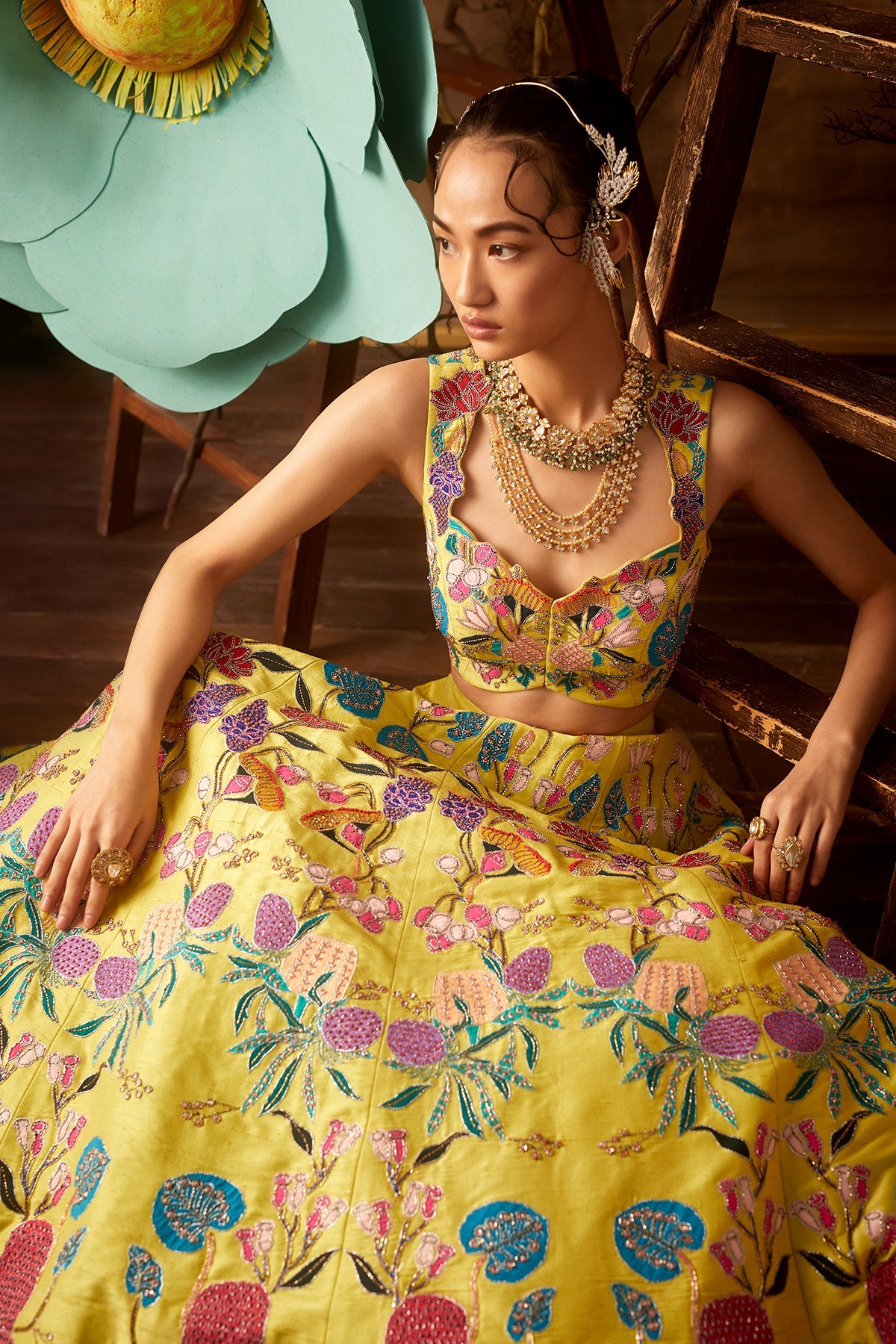 Tulip - Lime Raw Silk Lehenga Set