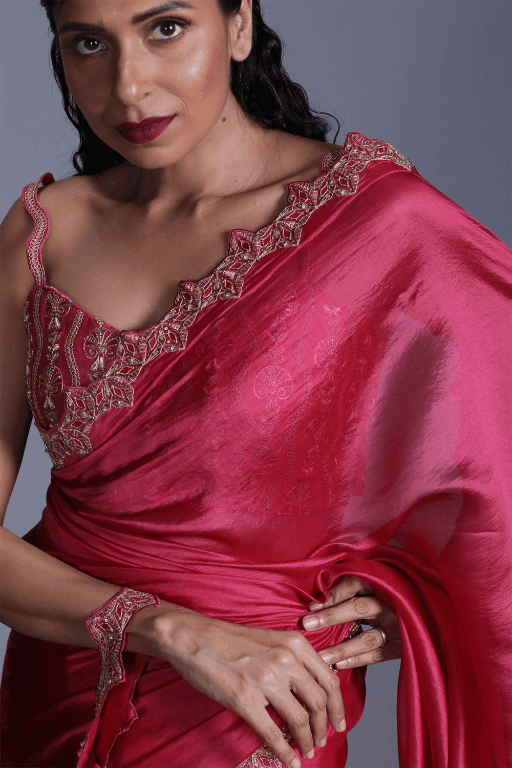 Organza Saree With Strappy Blouse