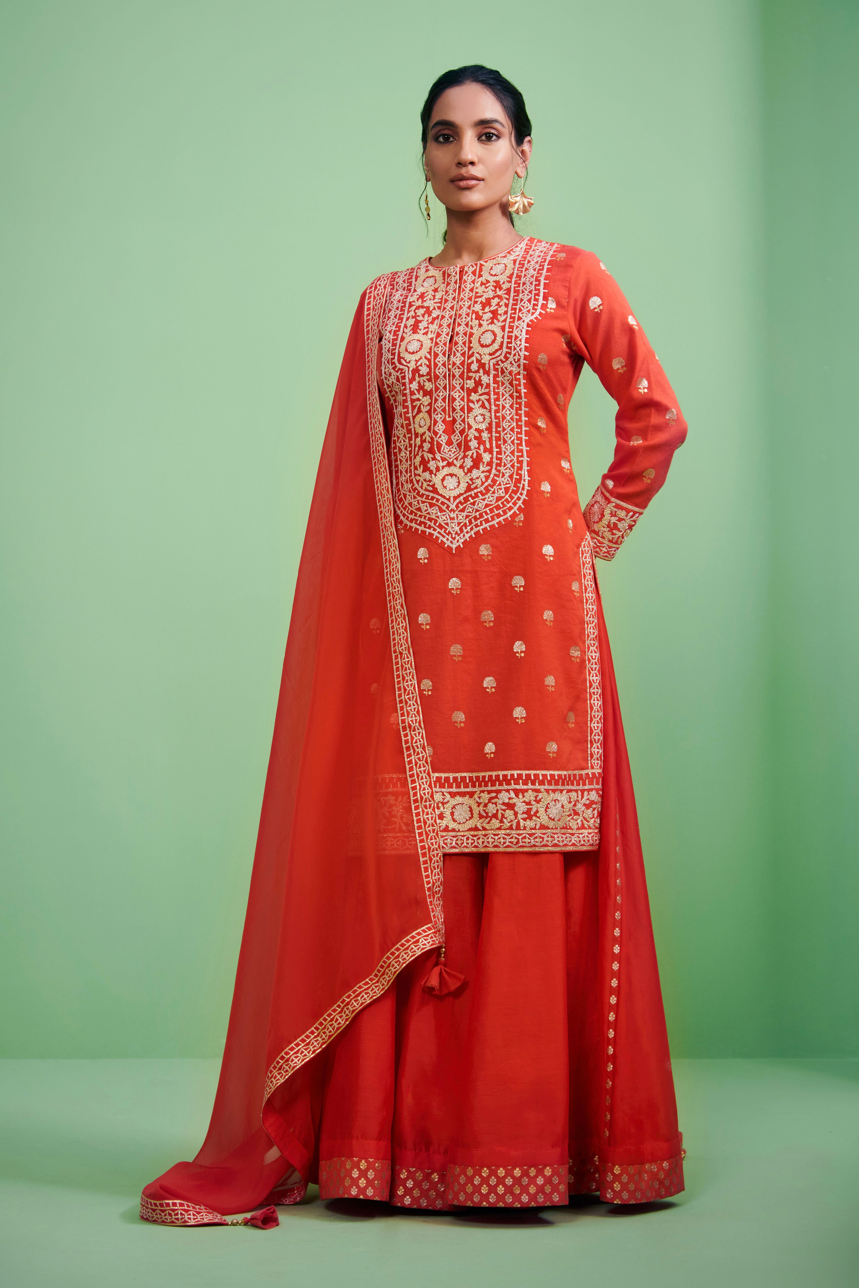 Orange Kurta & Sharara Set