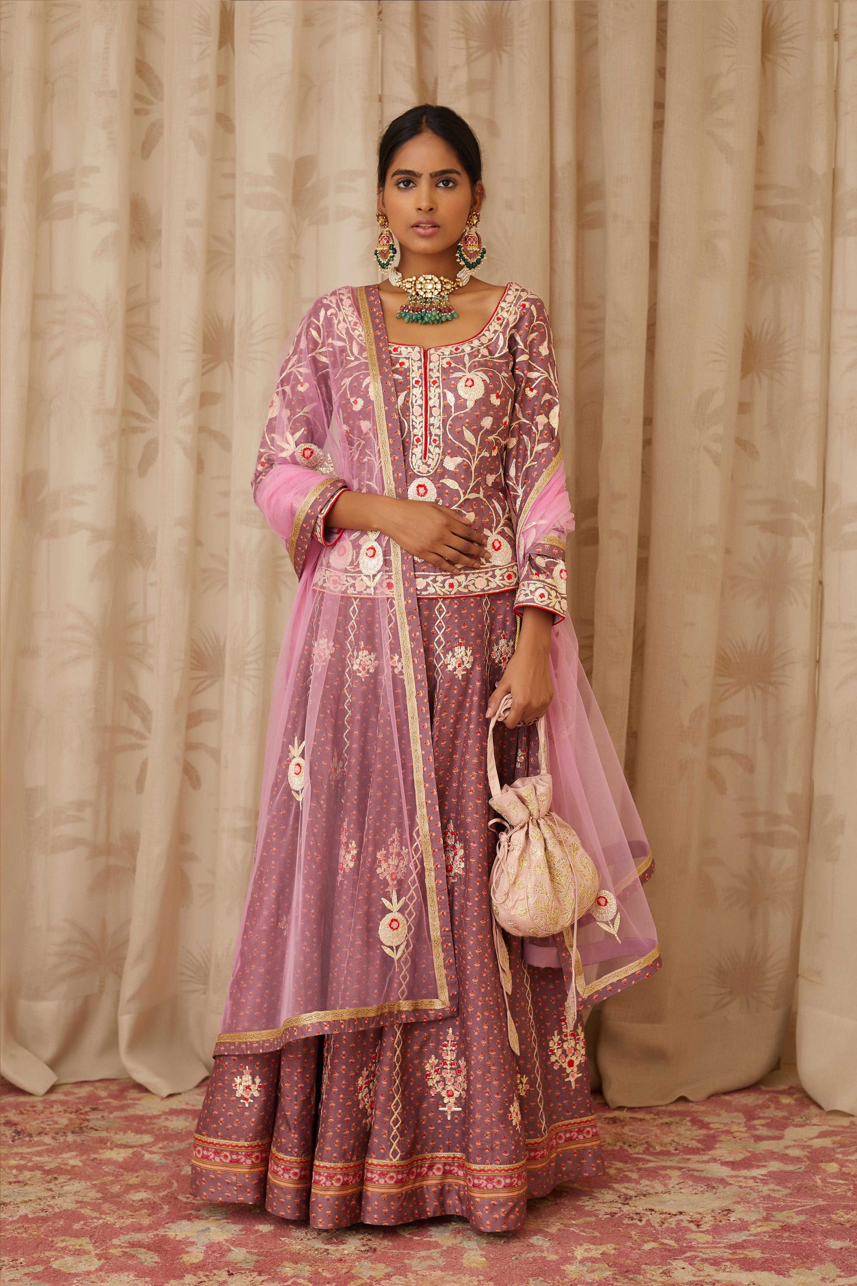 Neutral Purple Short Kurta Set