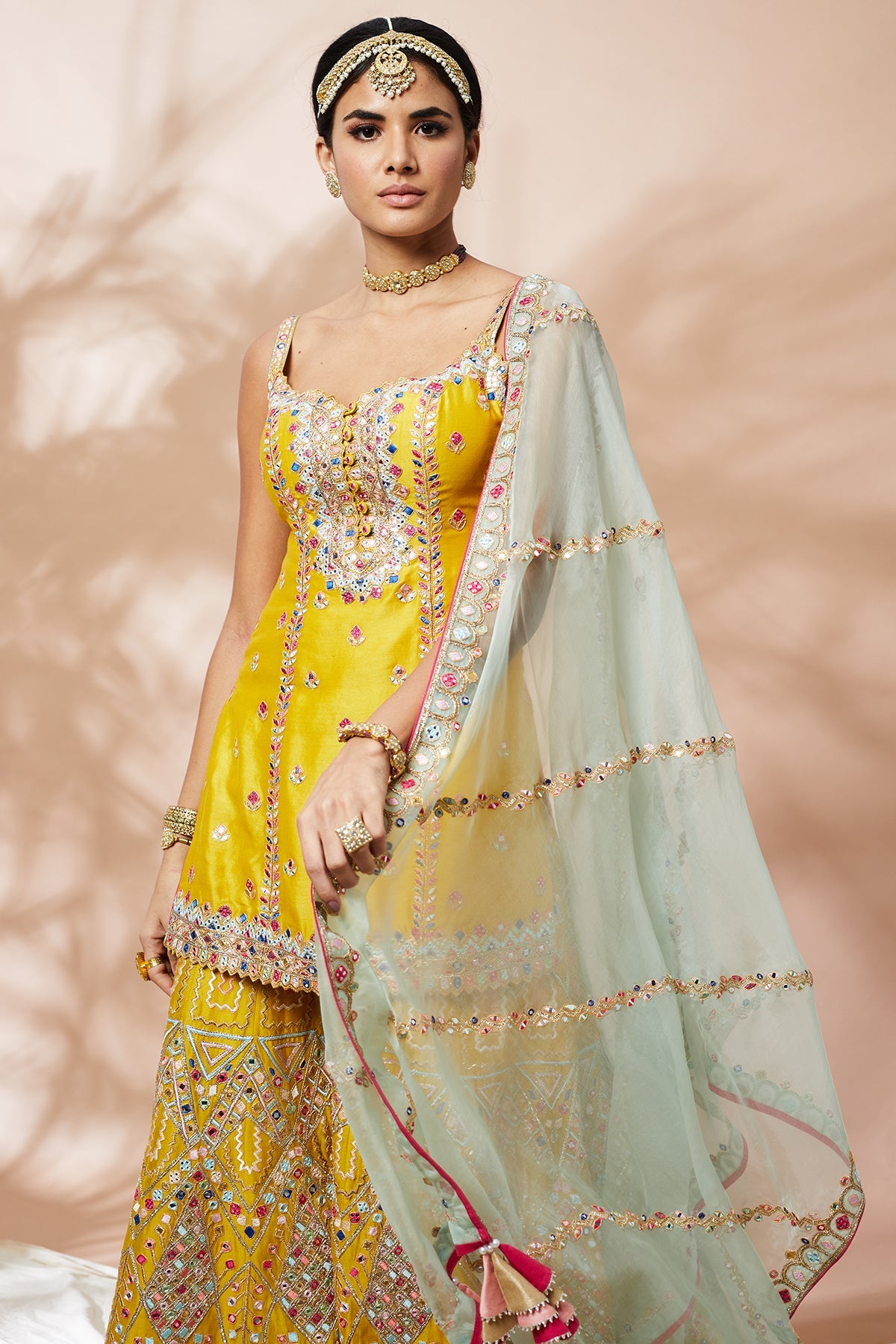 BRIGHT MUSTARD PATCHWORK SHARARA