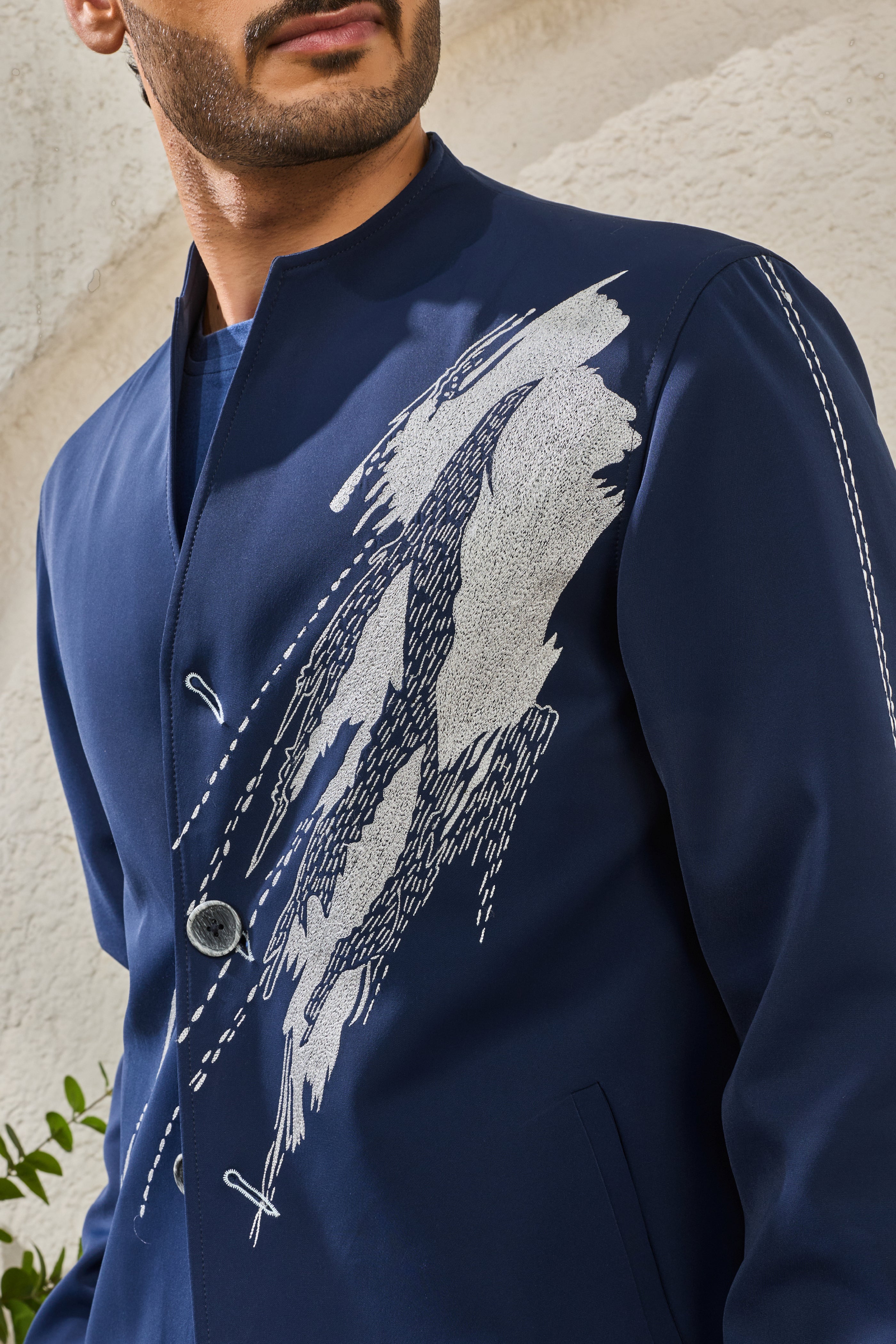 Navy Paint Strokes Shacket Set