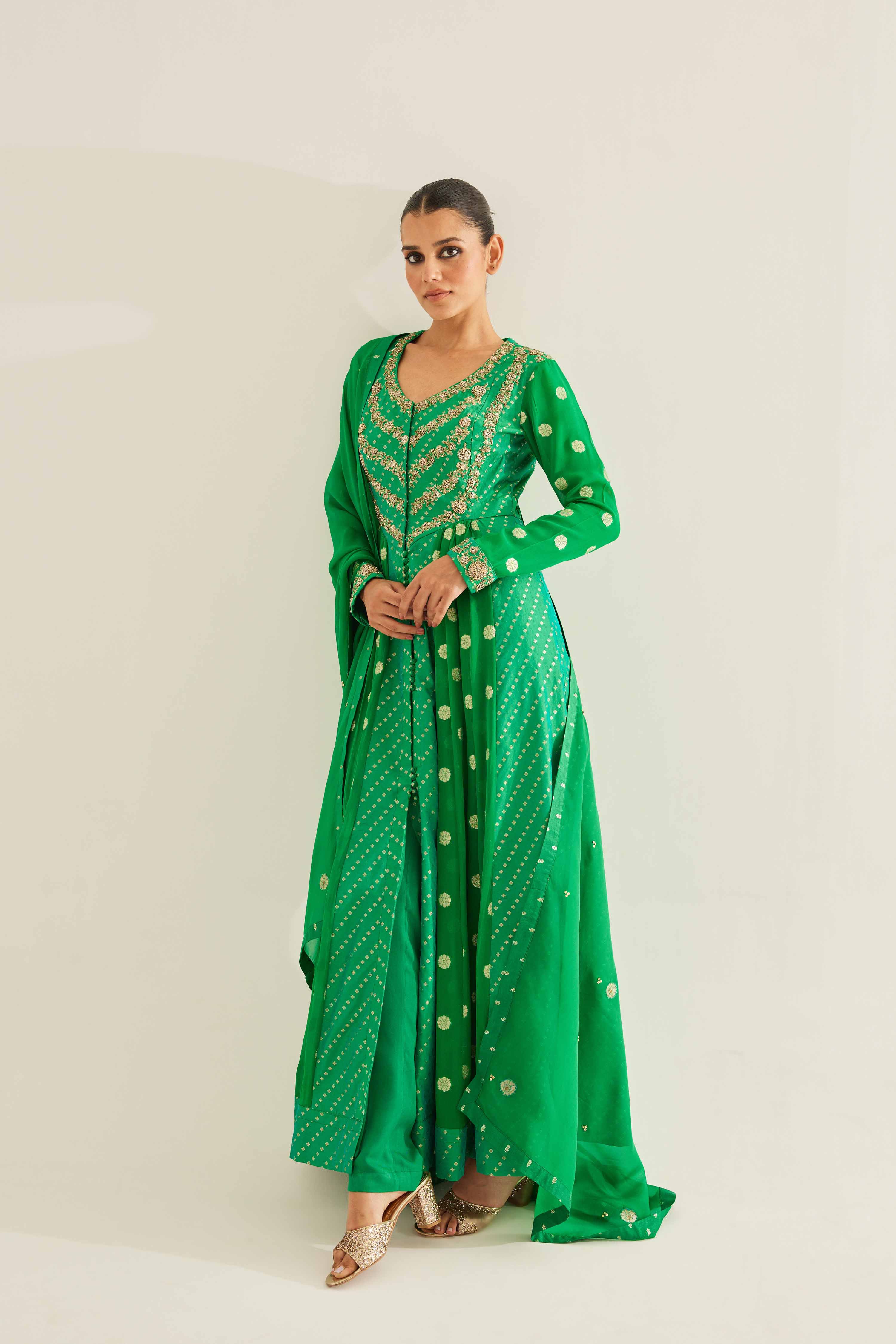 Emerald Green Anarkali Set
