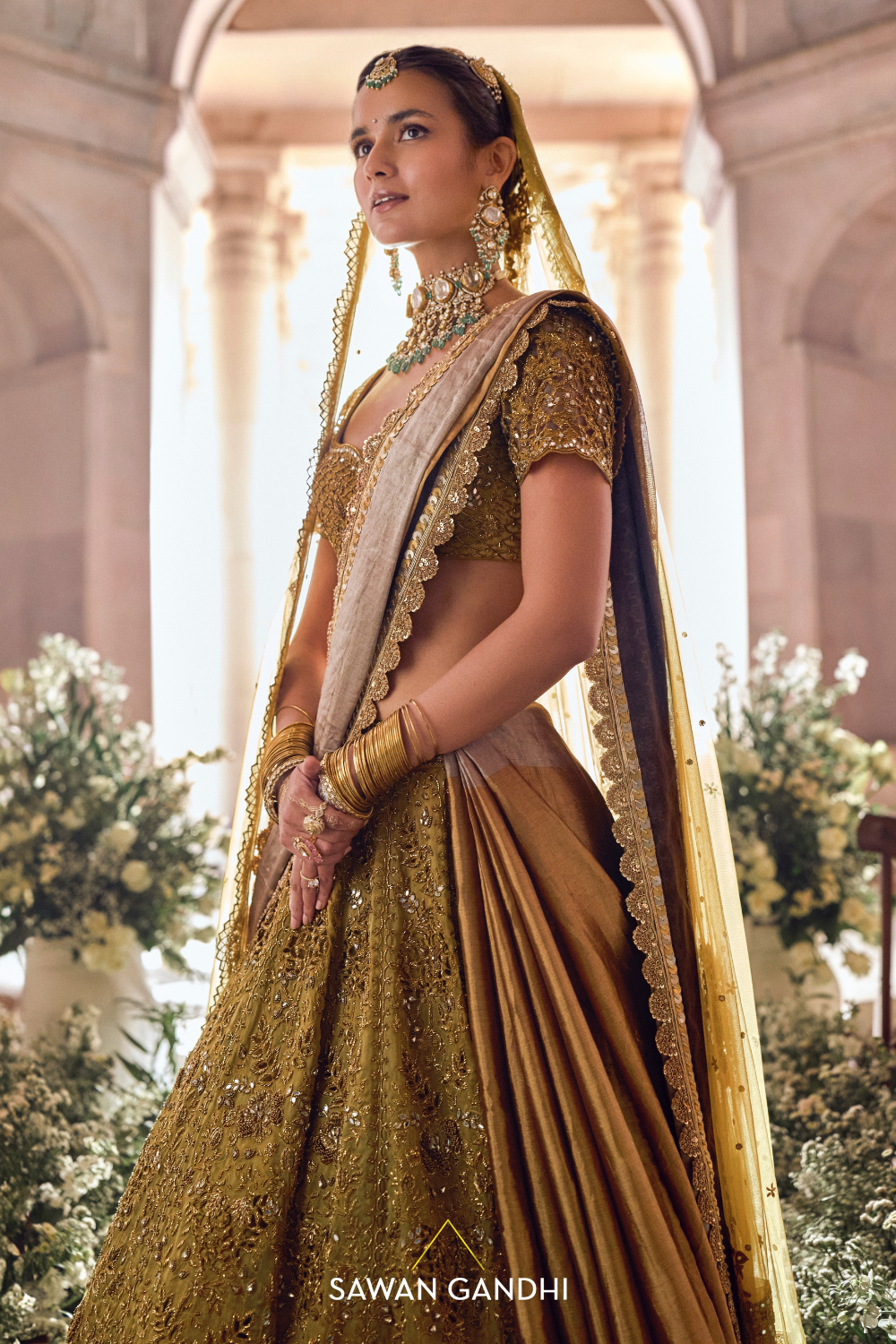 MUSTARD GOLD CUTWORK LEHENGA