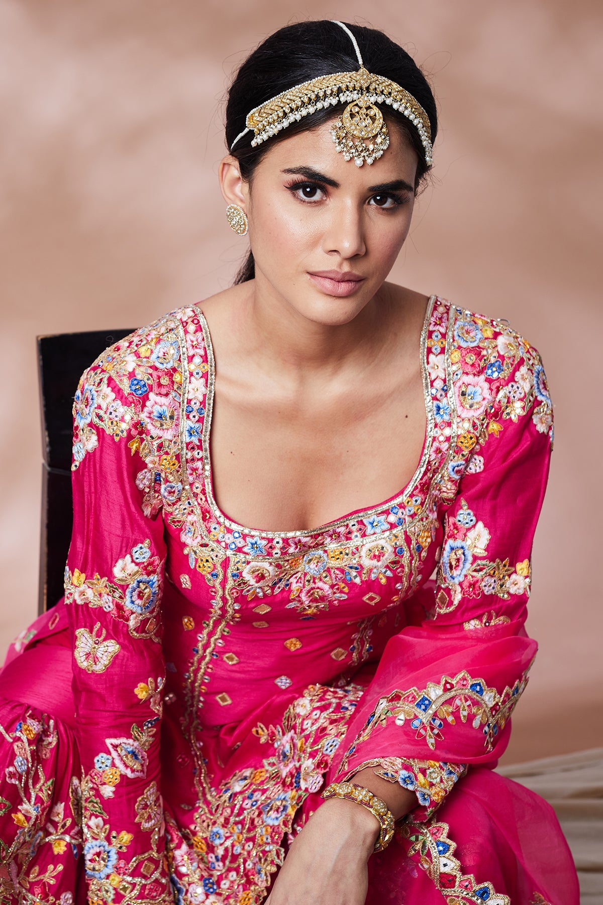 RANI PINK SILK BUTTERFLY GHARARA