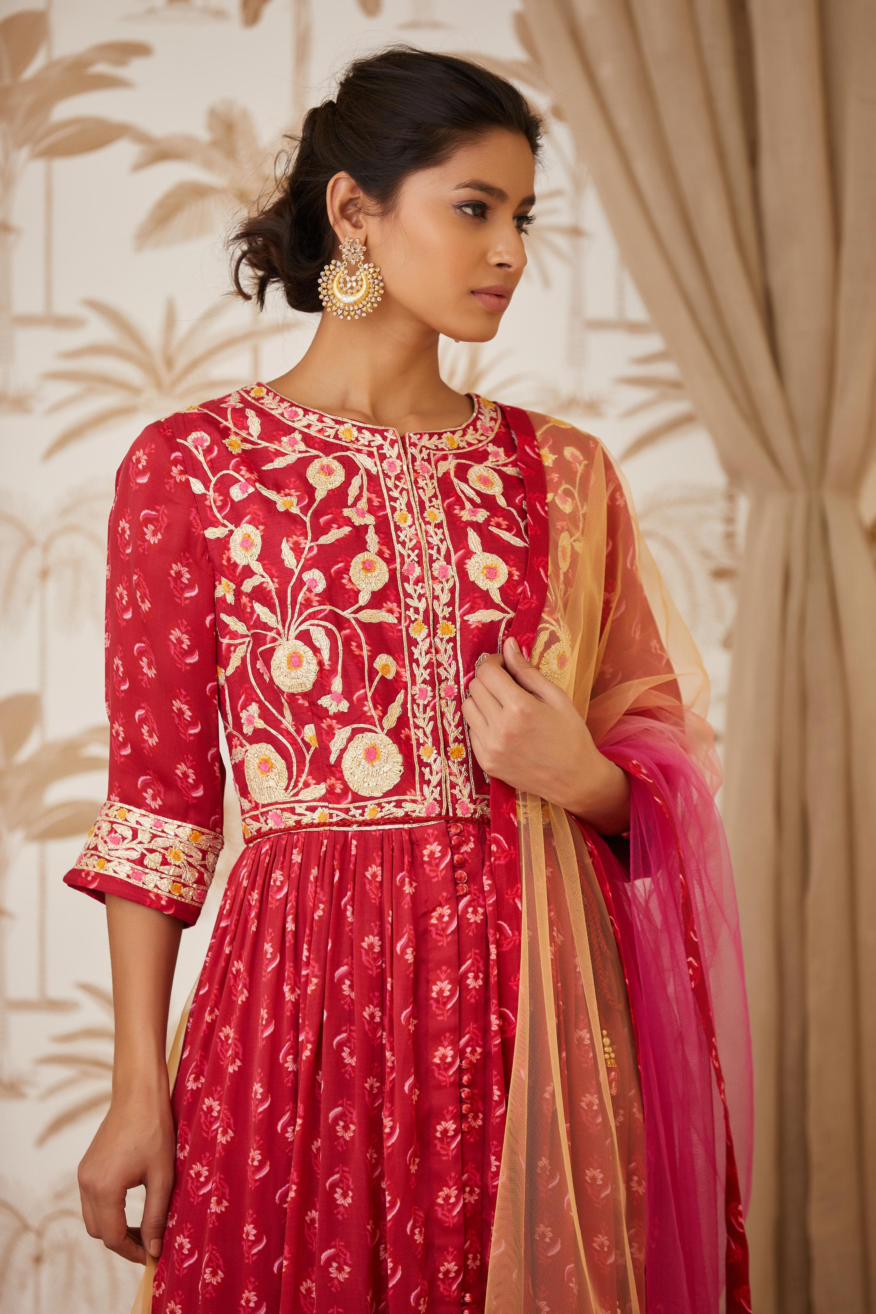 Maroon Anarkali Set