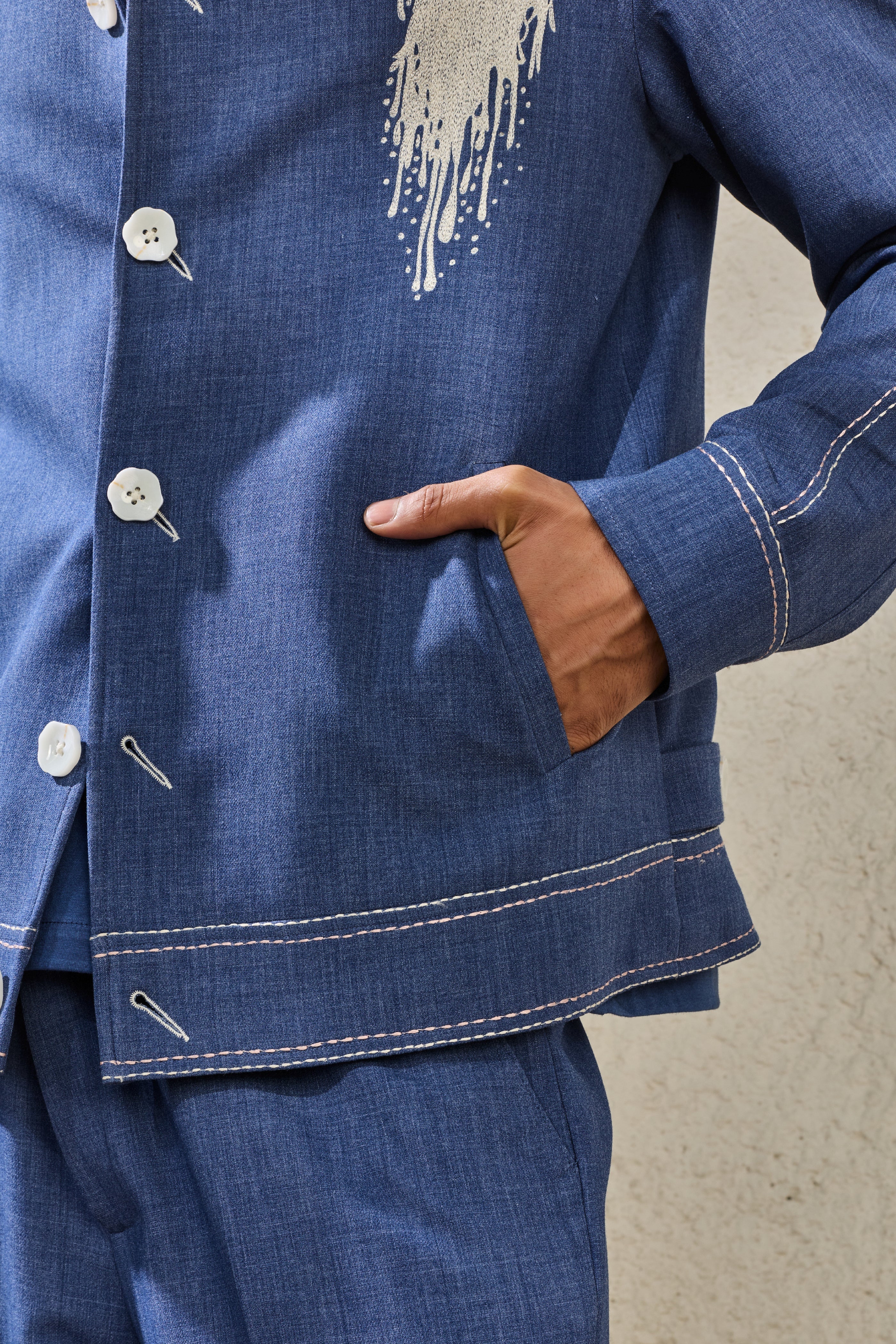 Blue Paint Splash Shacket Set
