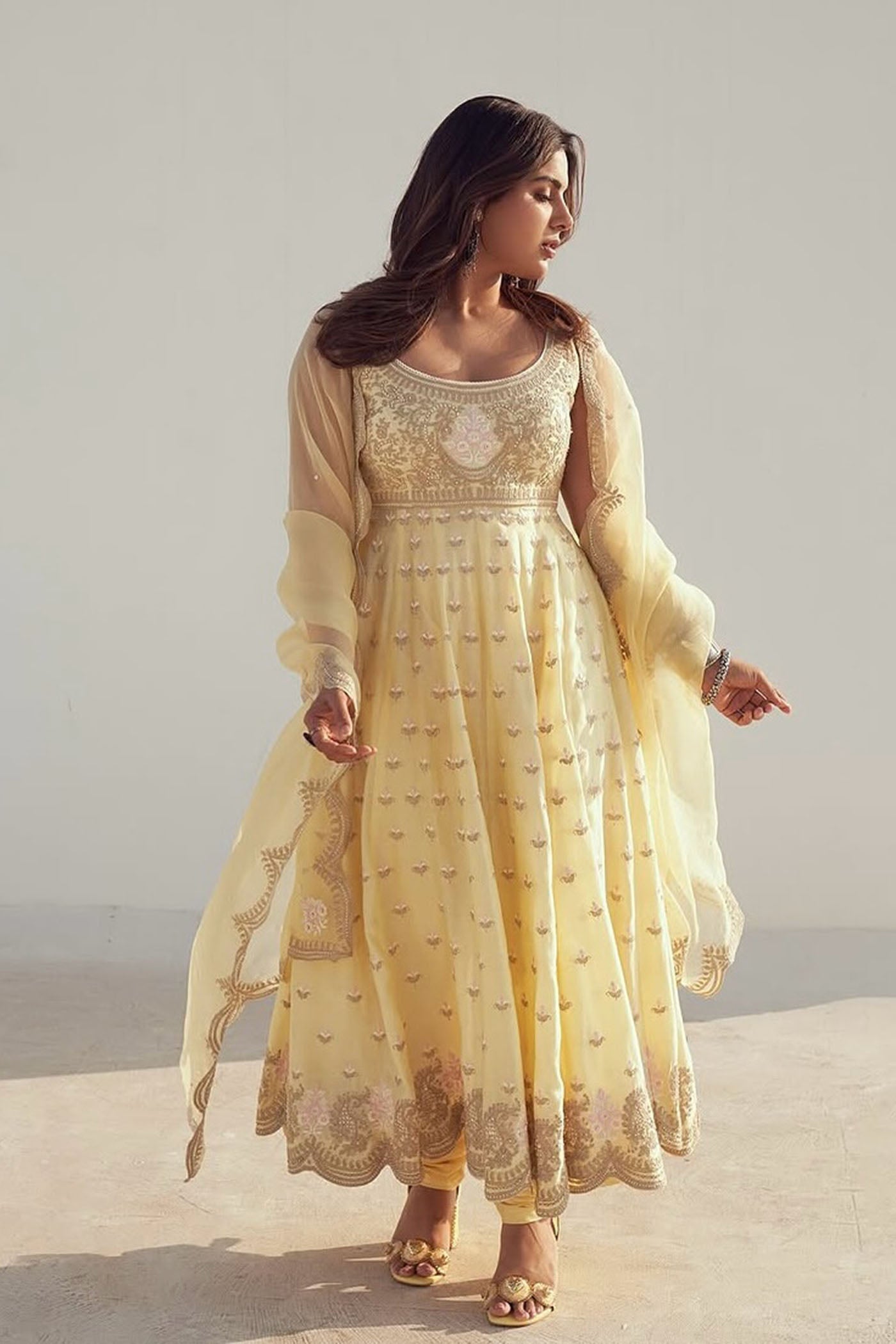 ankle length anarkali dresses Light blue net embroidered ankle length anarkali suit 4537