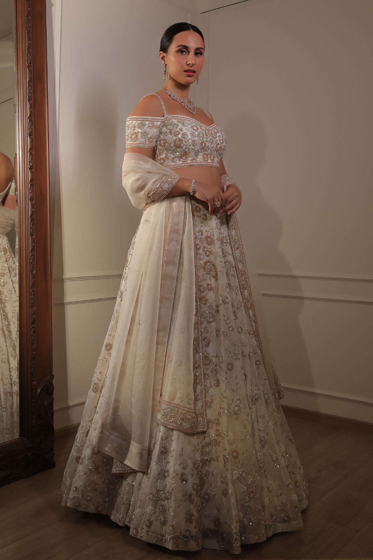 Ivory And Rosegold Lehenga