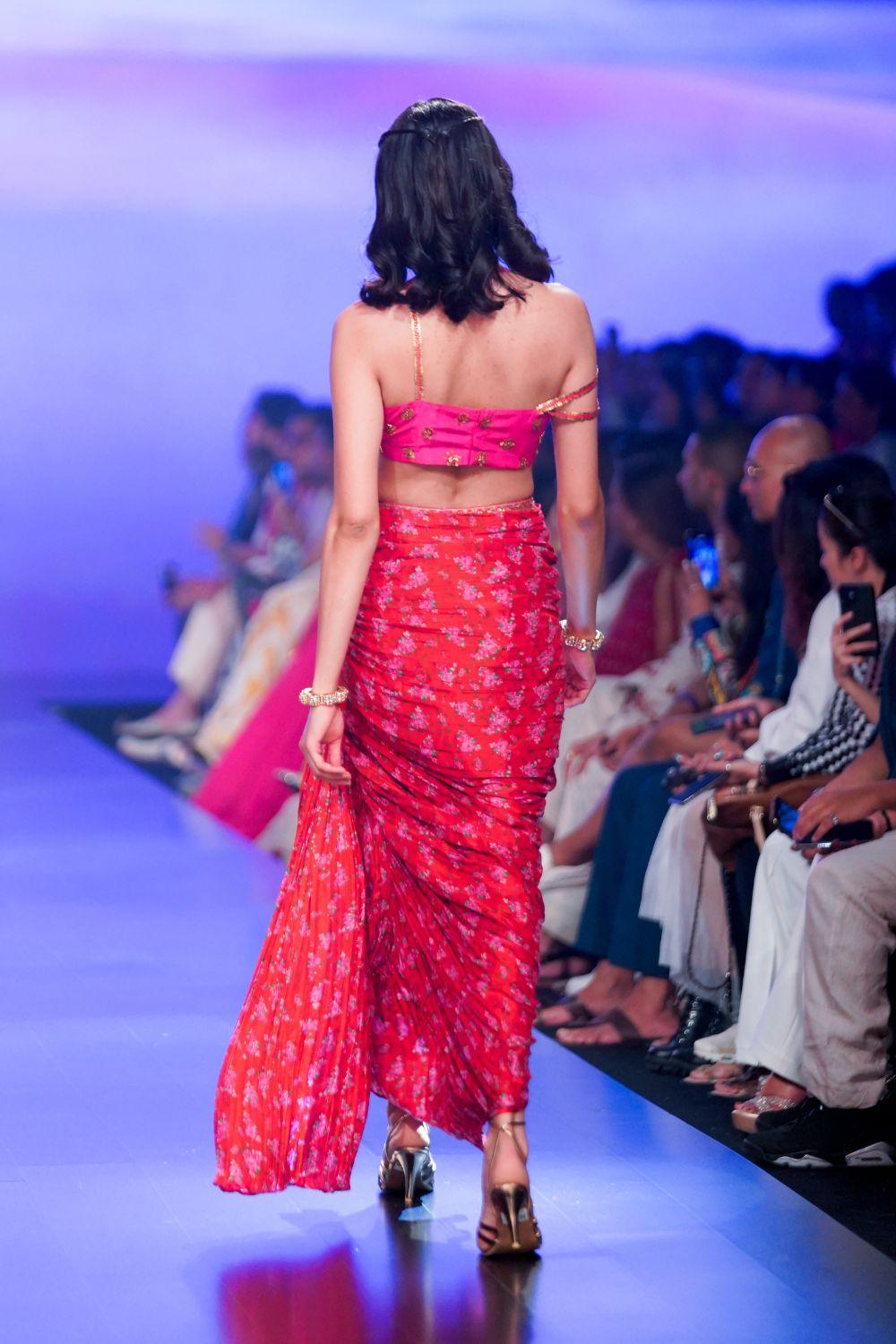 Surkh Laal Floral Draped Skirt and Top