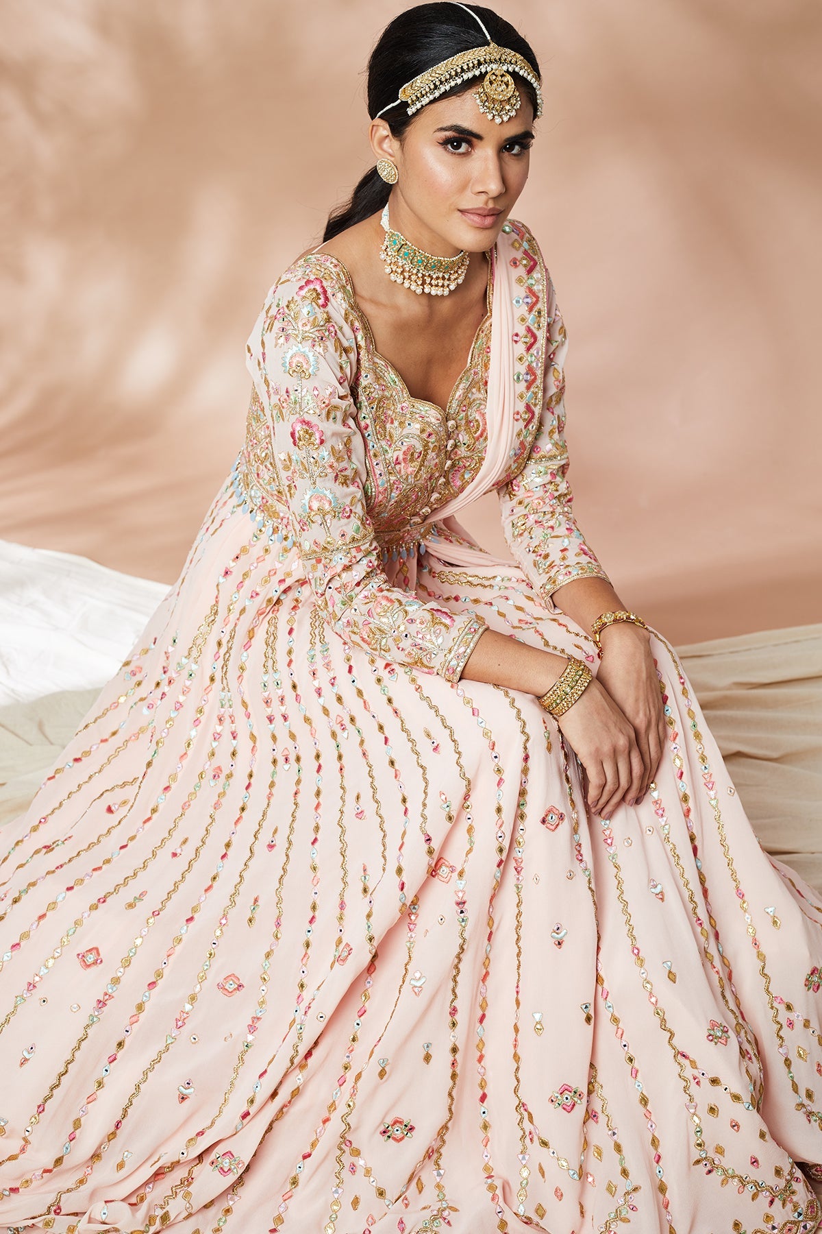 Peach Georgette Anarkali