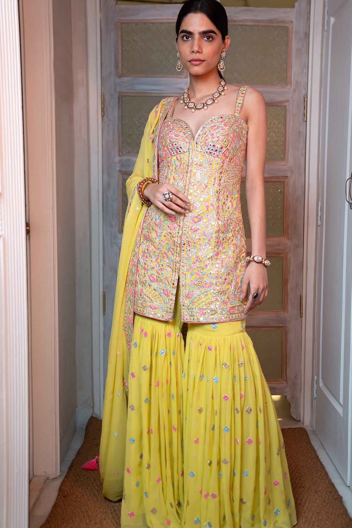 Bright Yellow Gharara Set