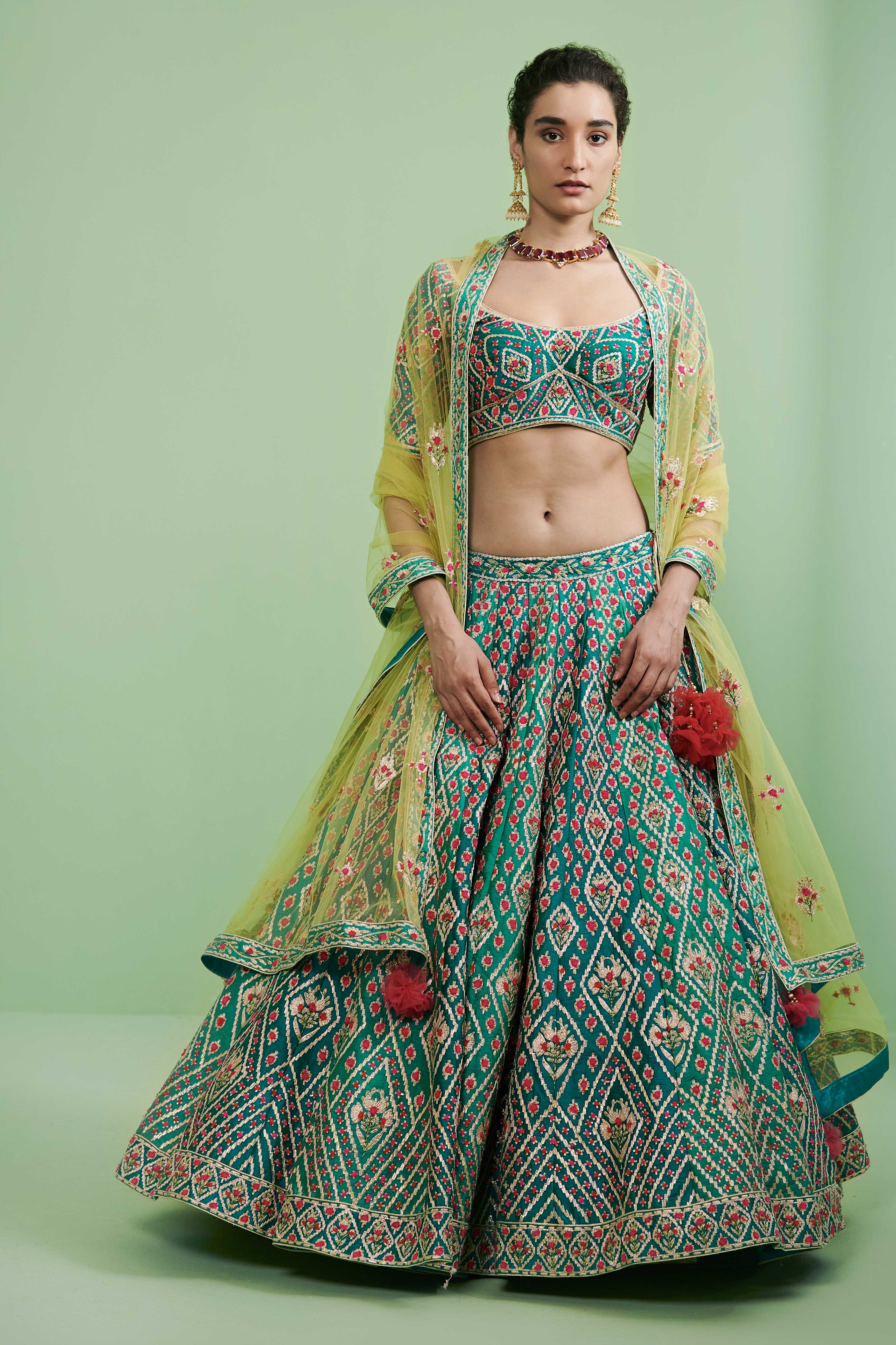 Teal Lehenga Set