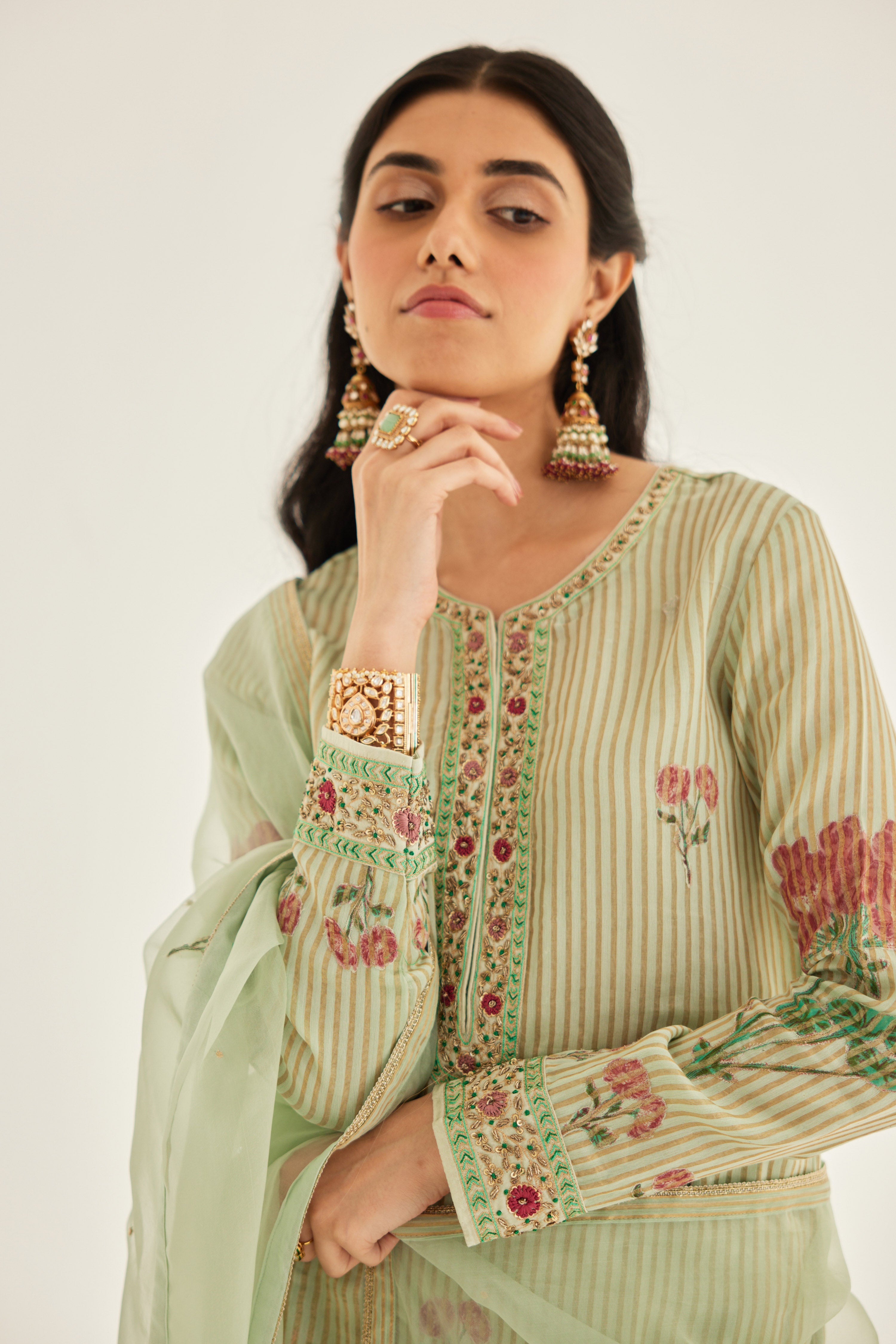 Smoke Green Kurta Set