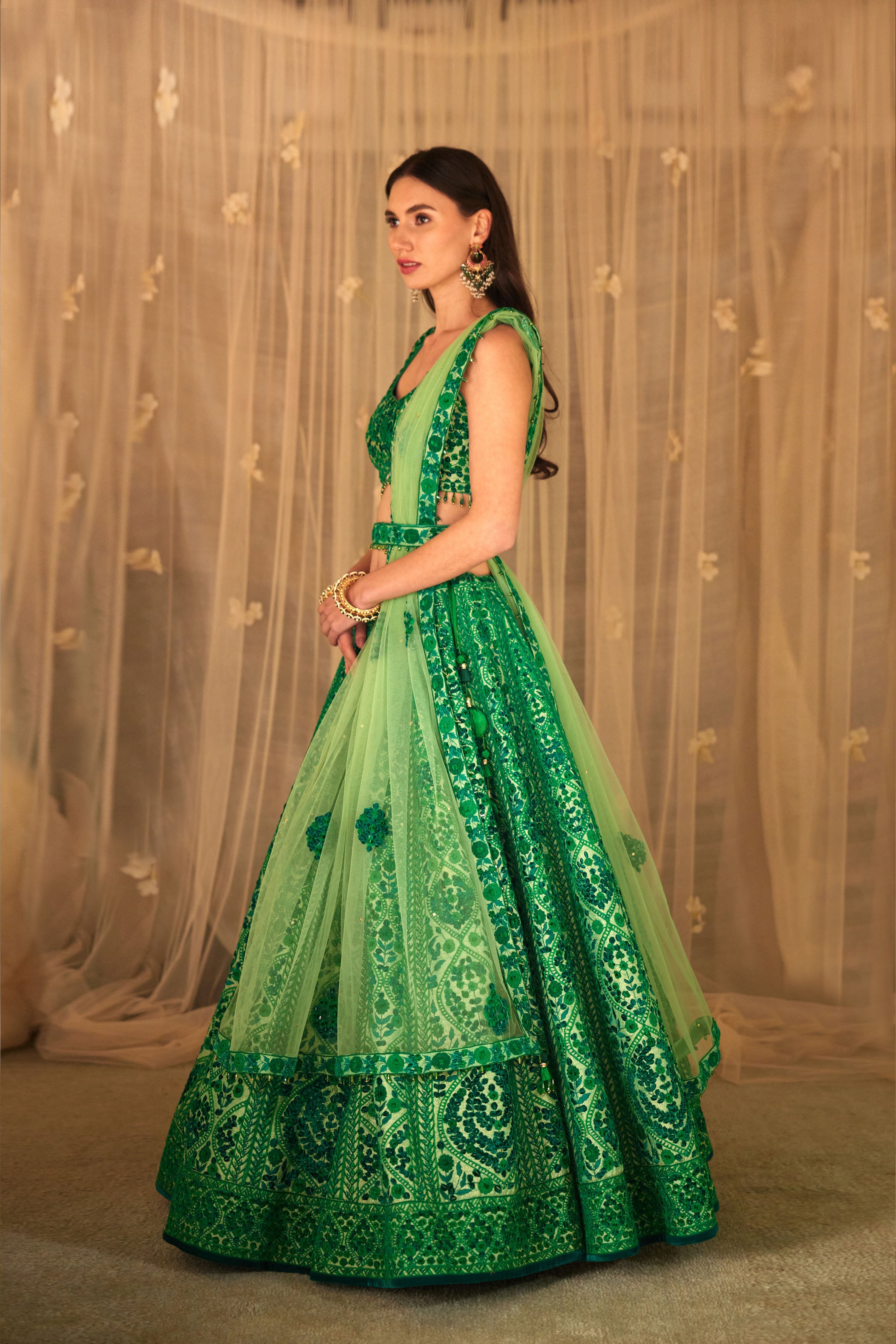 Bottle Green Lehenga Set