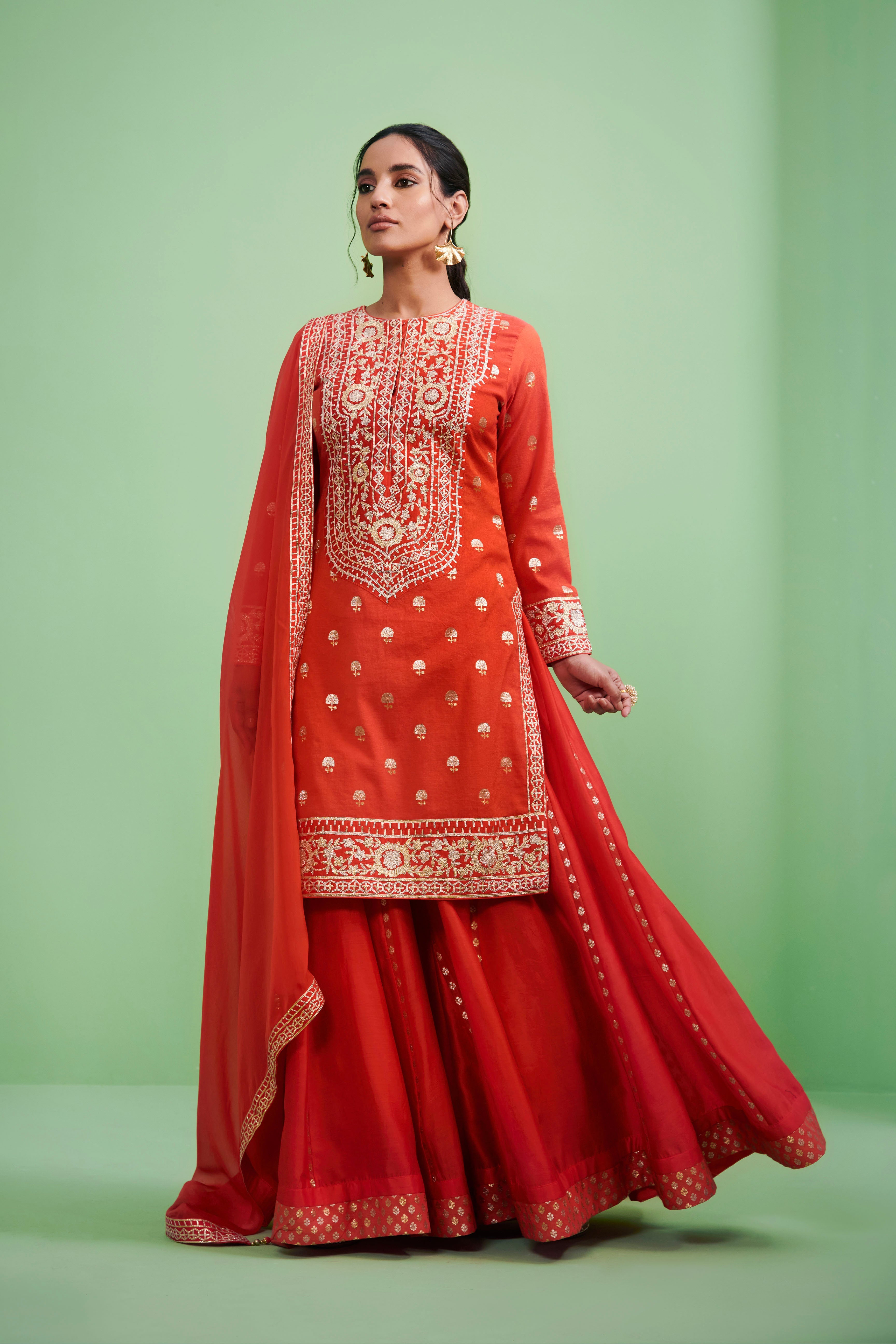 Orange Kurta & Sharara Set