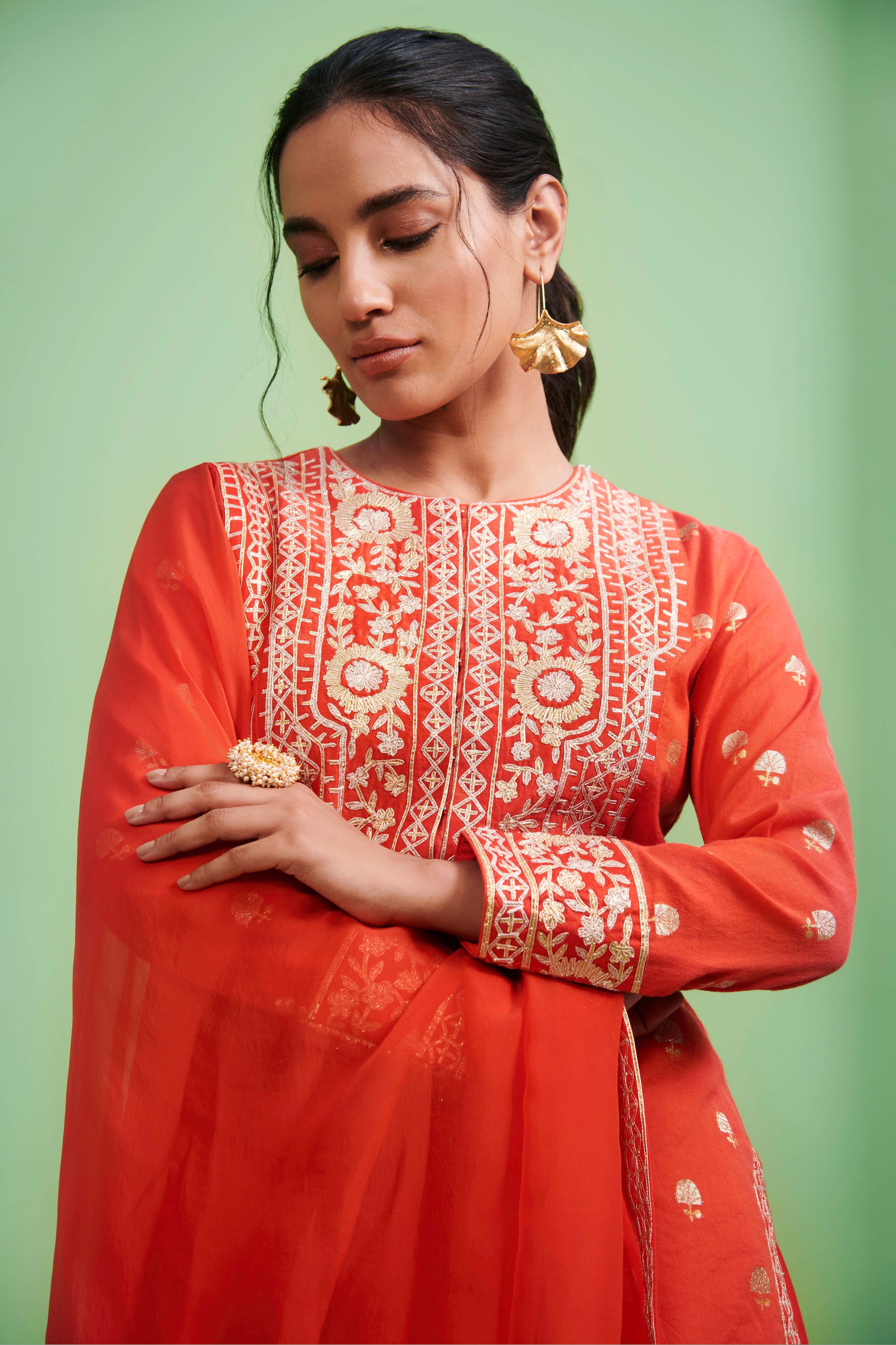 Orange Kurta & Sharara Set