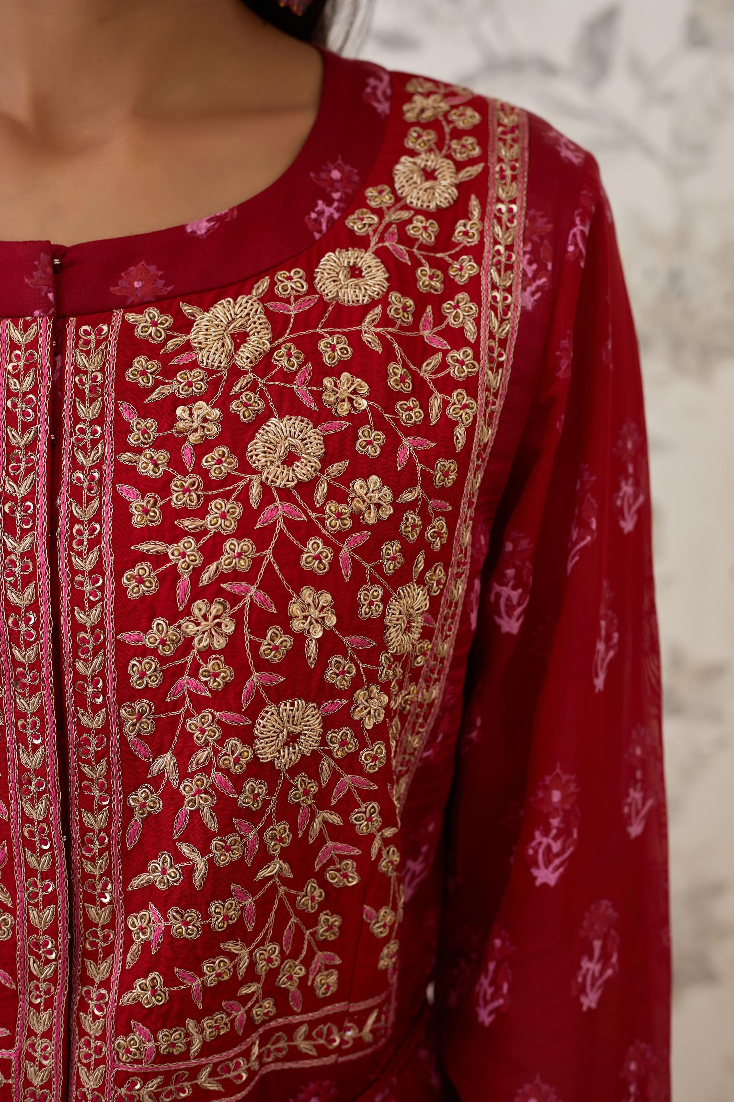 Maroon Anarkali Set