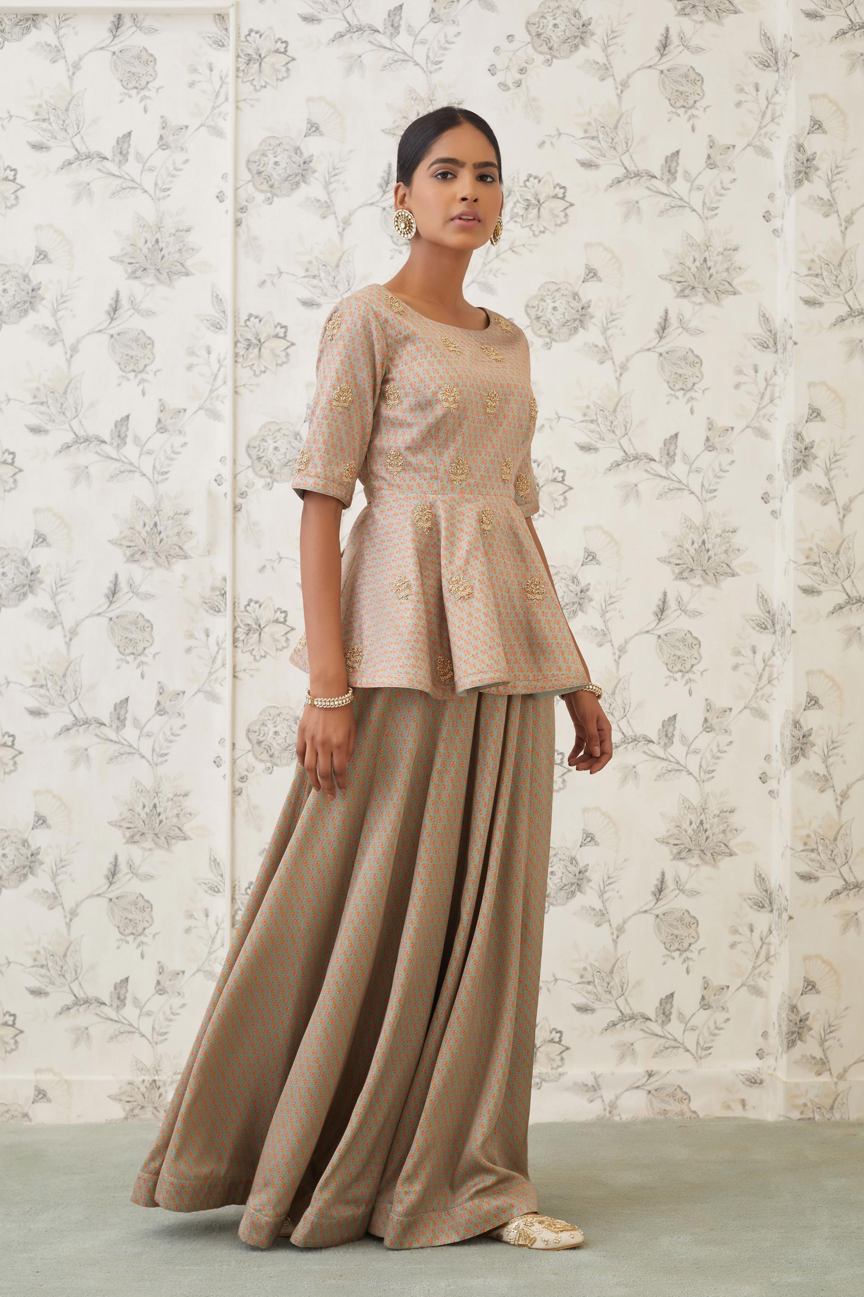 Light Olive Green Top & Trousers set