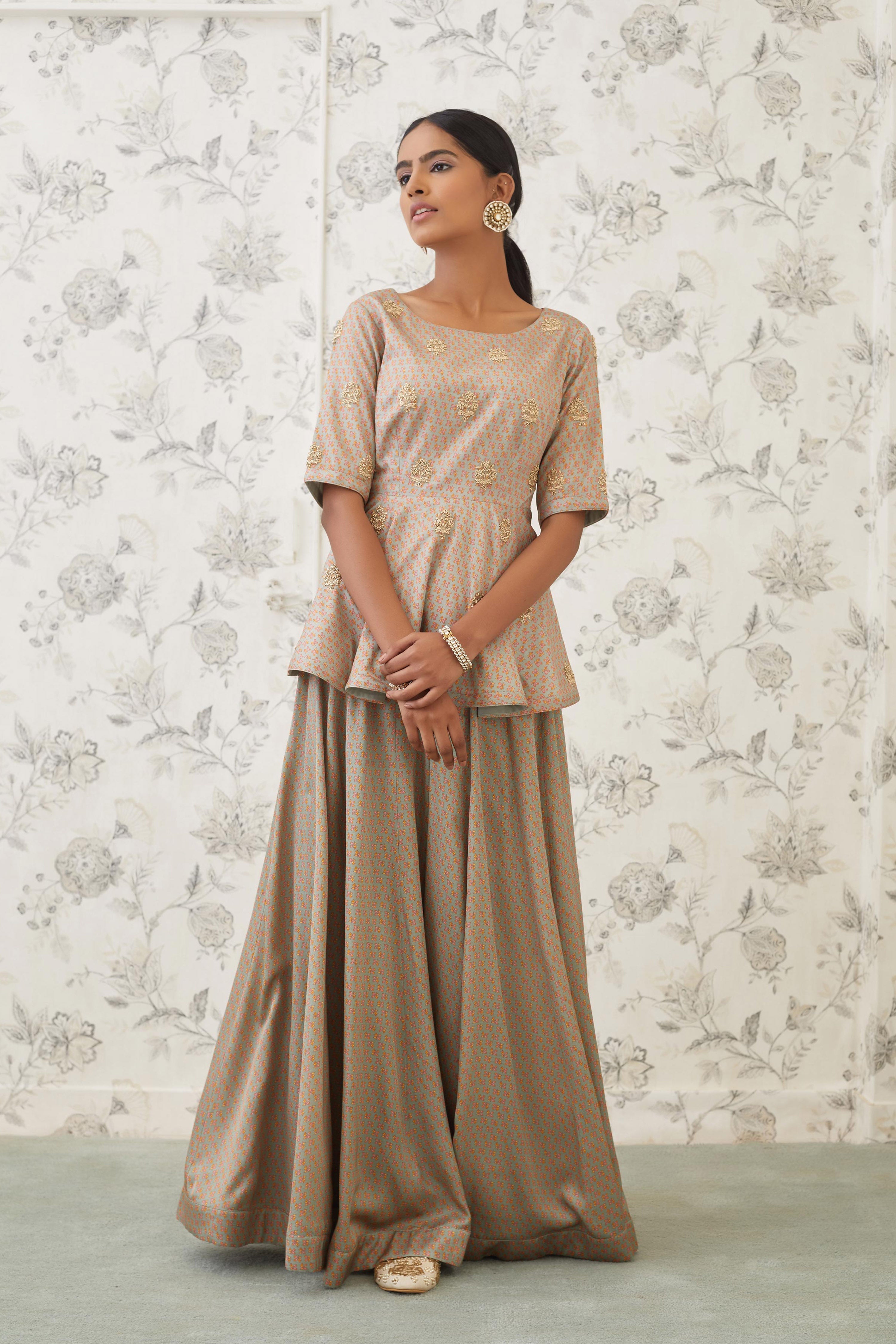 Light Olive Green Top & Trousers set