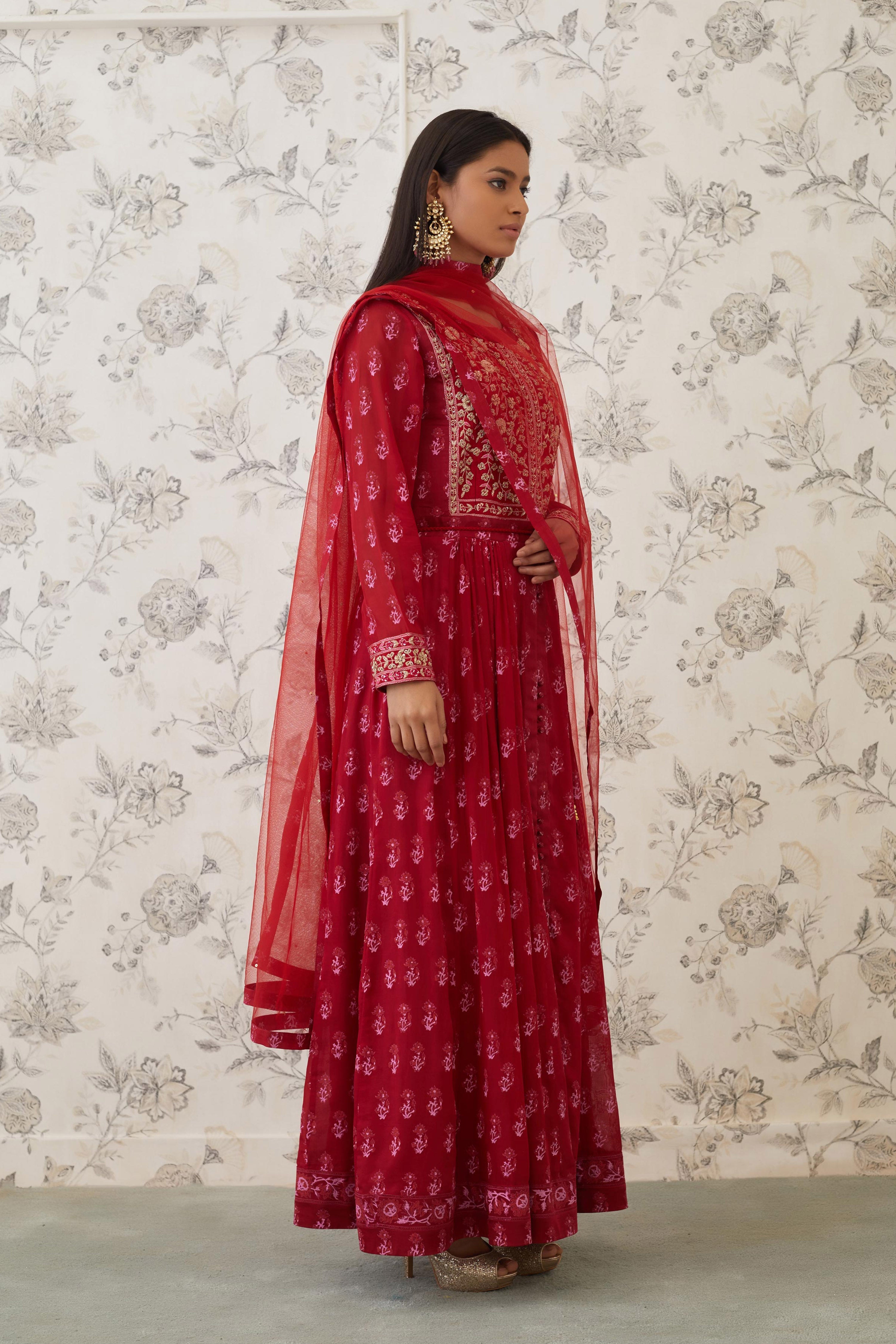 Maroon Anarkali Set