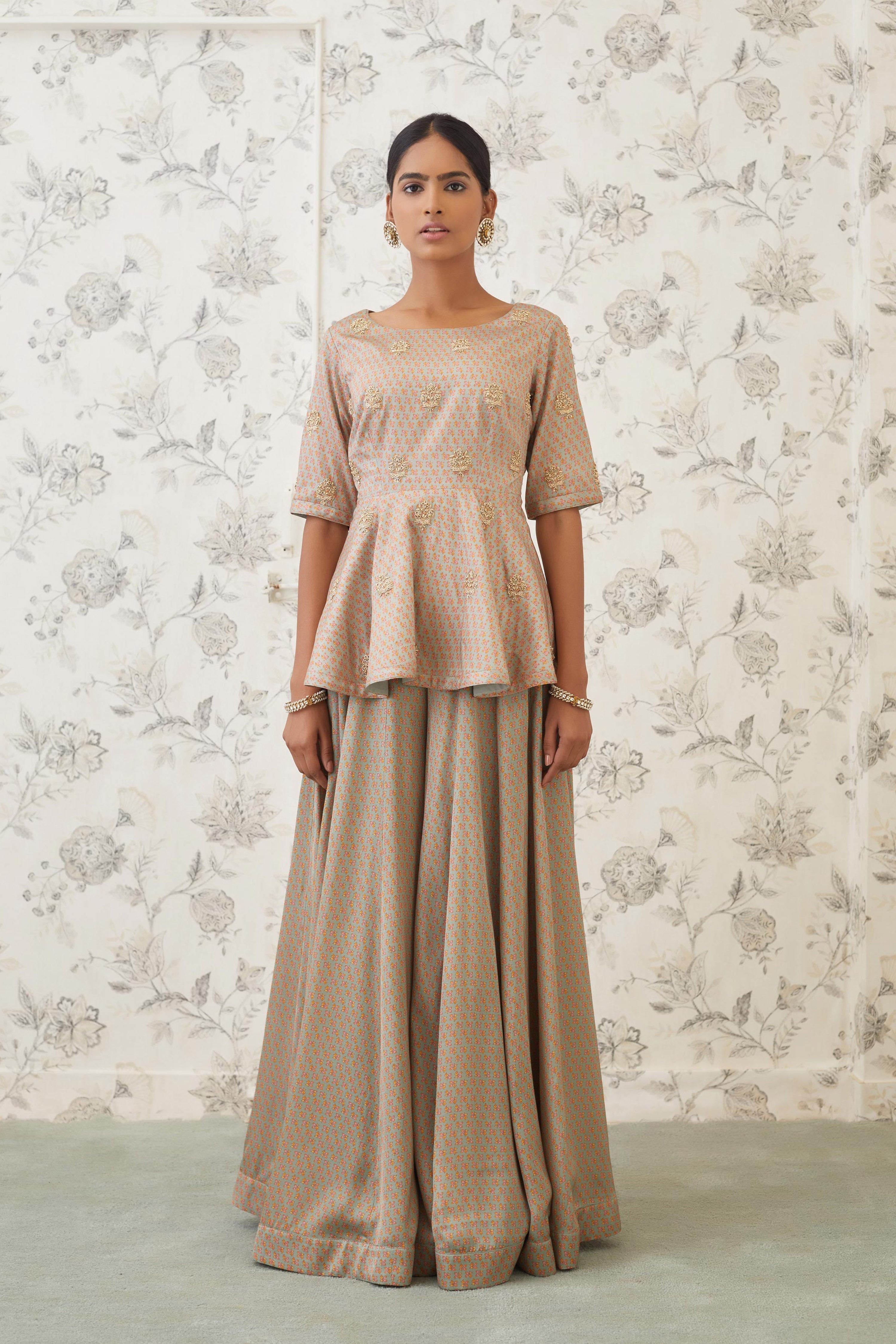 Light Olive Green Top & Trousers set