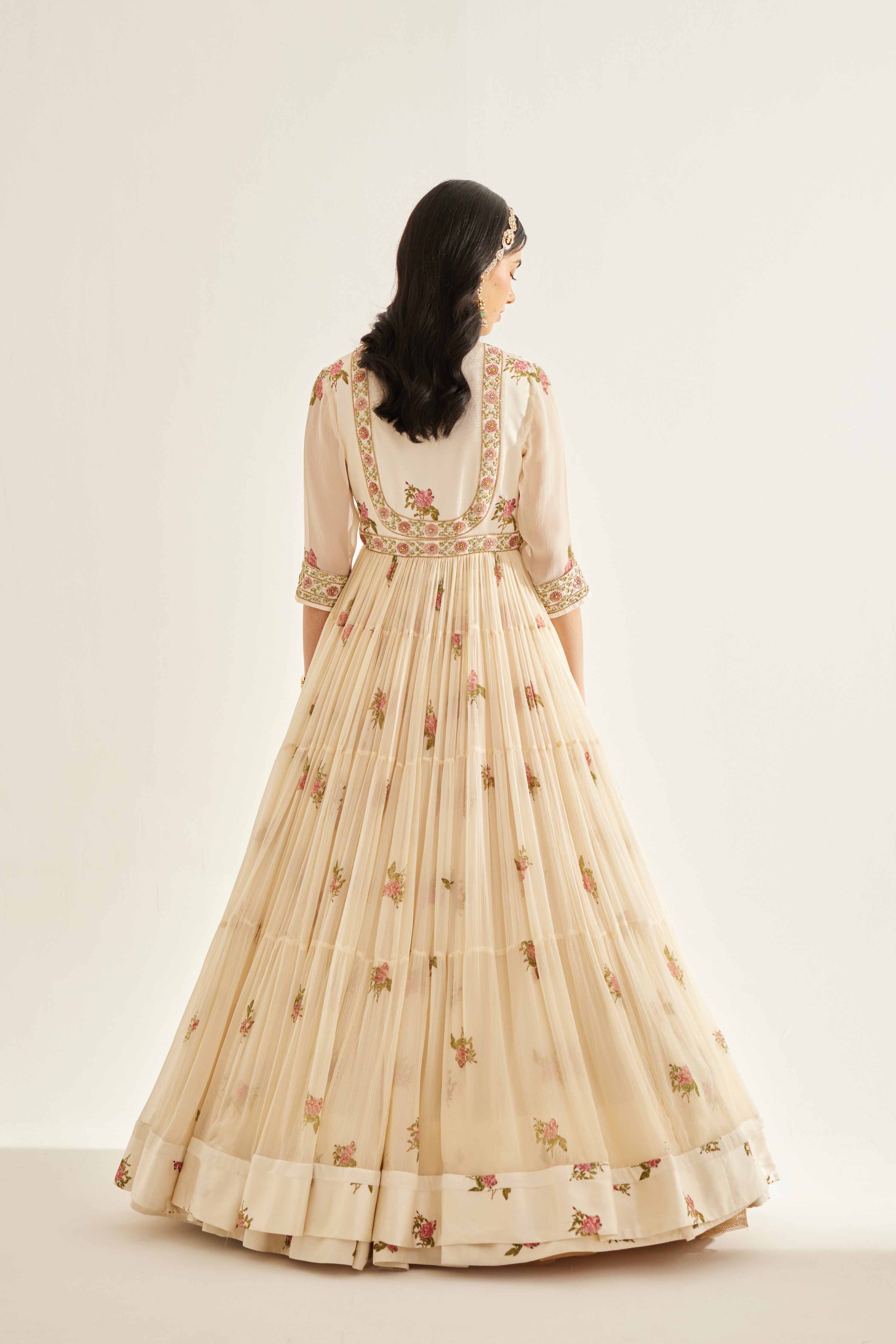 Papyrus White Angrakha Skirt Set