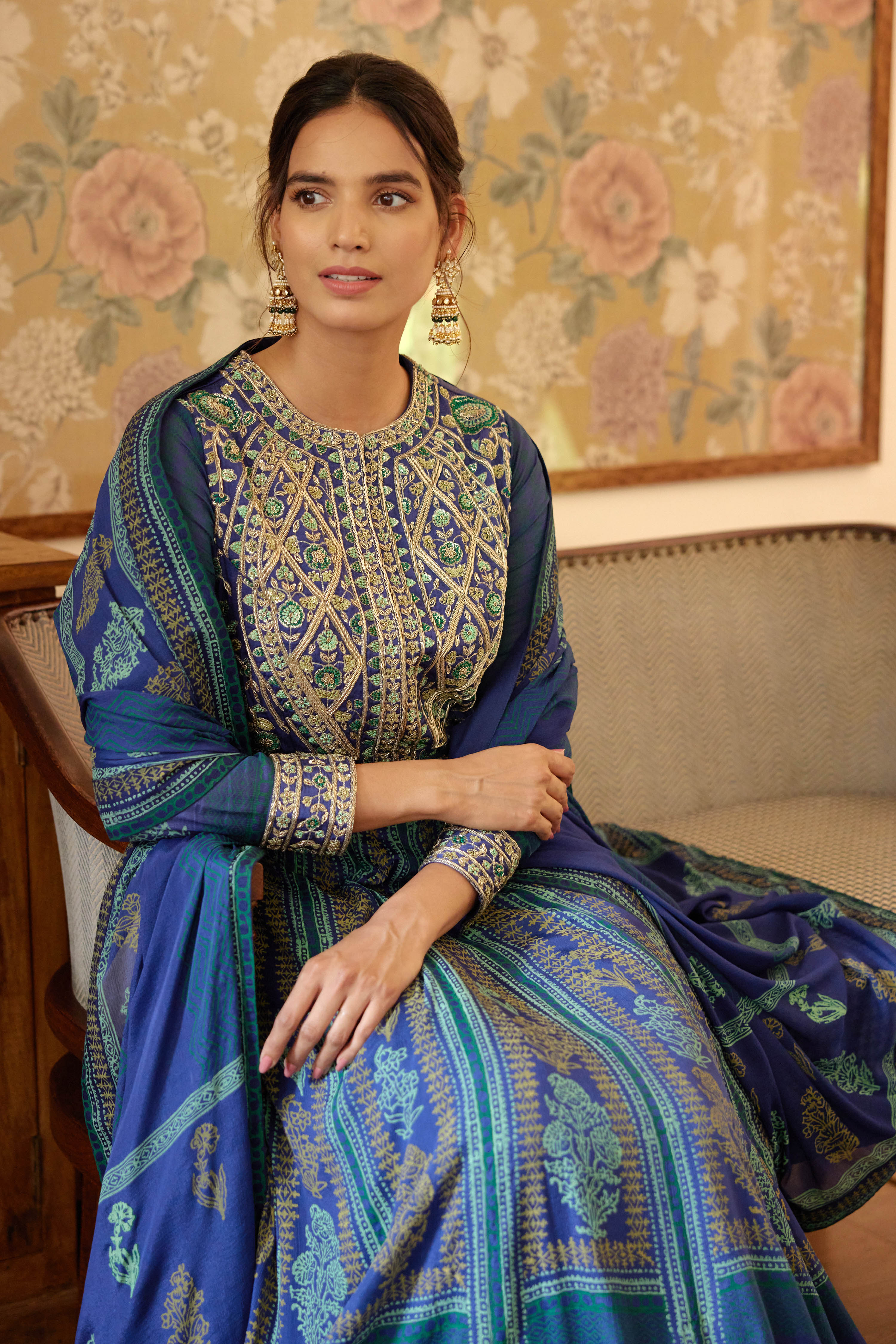 Royal Blue Anarkali Set