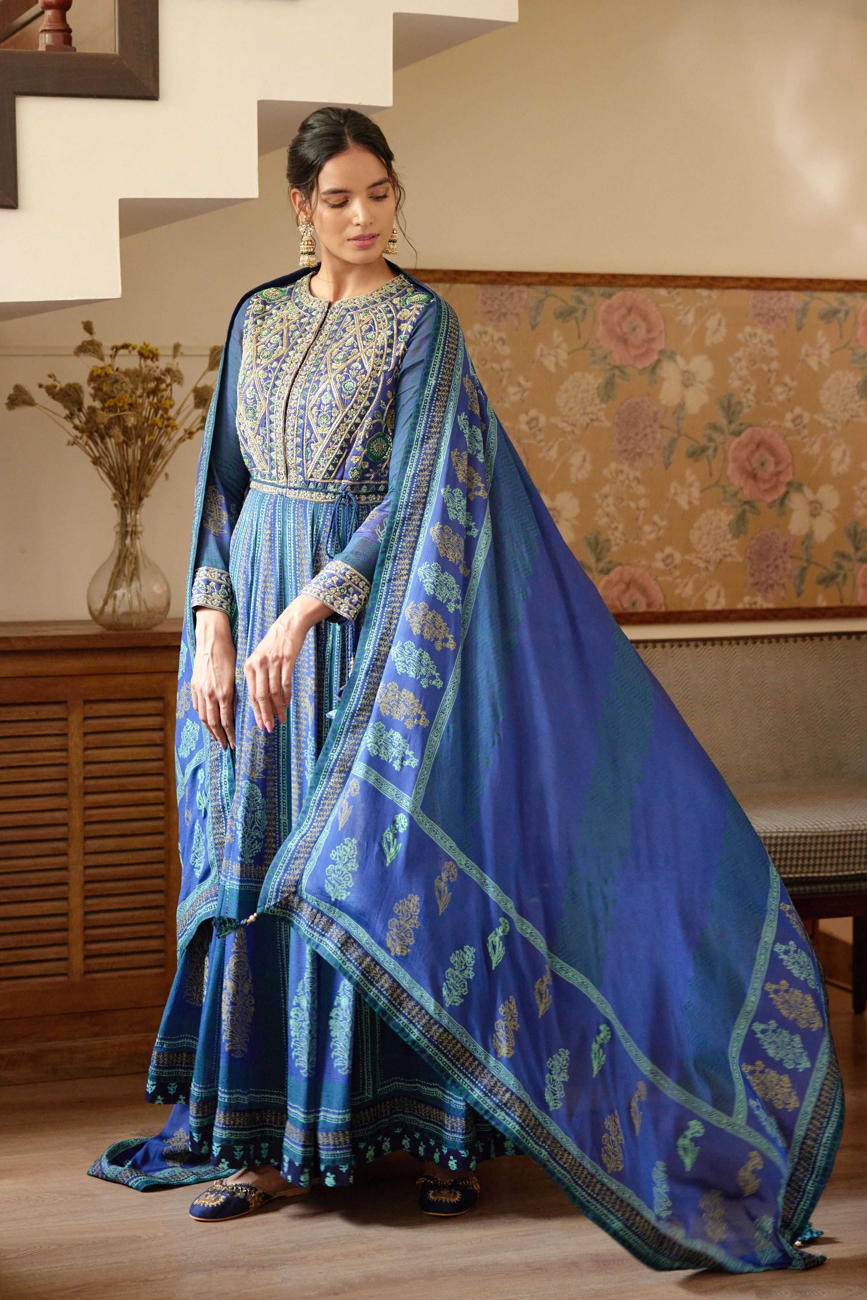 Royal Blue Anarkali Set