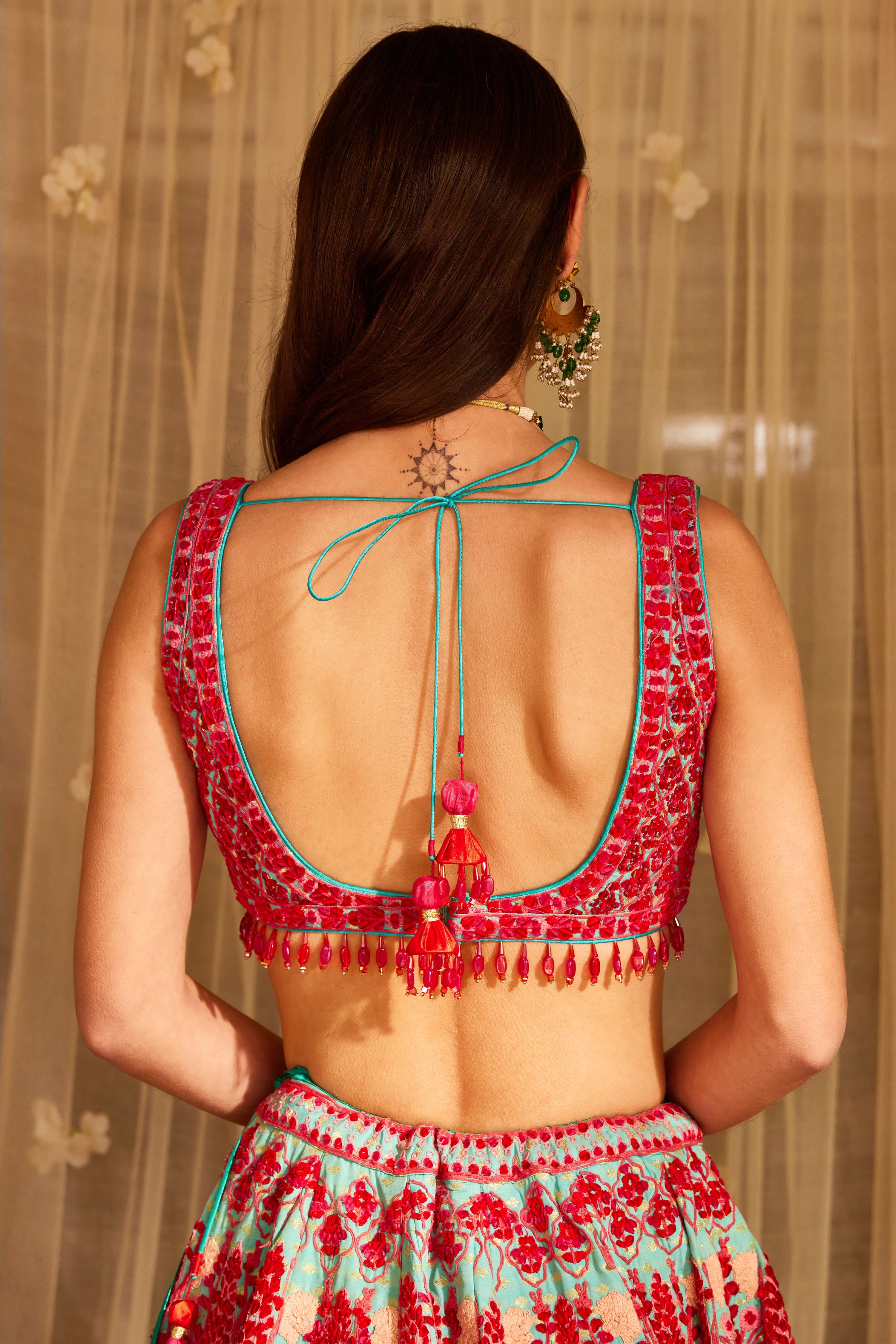 Pink Blue Lehenga Set