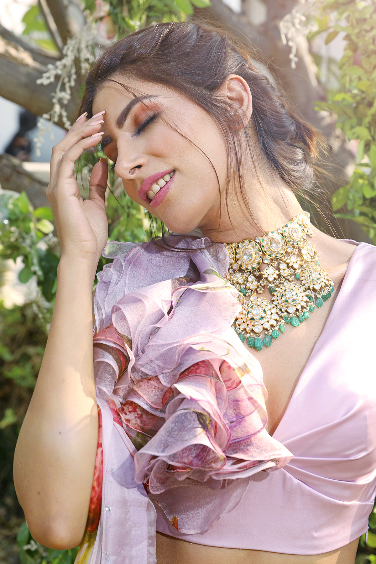 Lilac Printed Lehenga Set