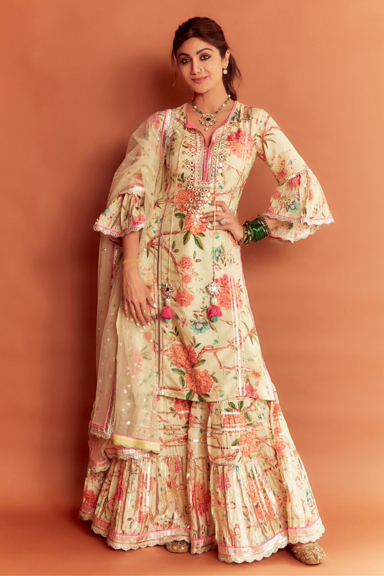 Shilpa Shetty In Sanah Long Kurta Sharara Set