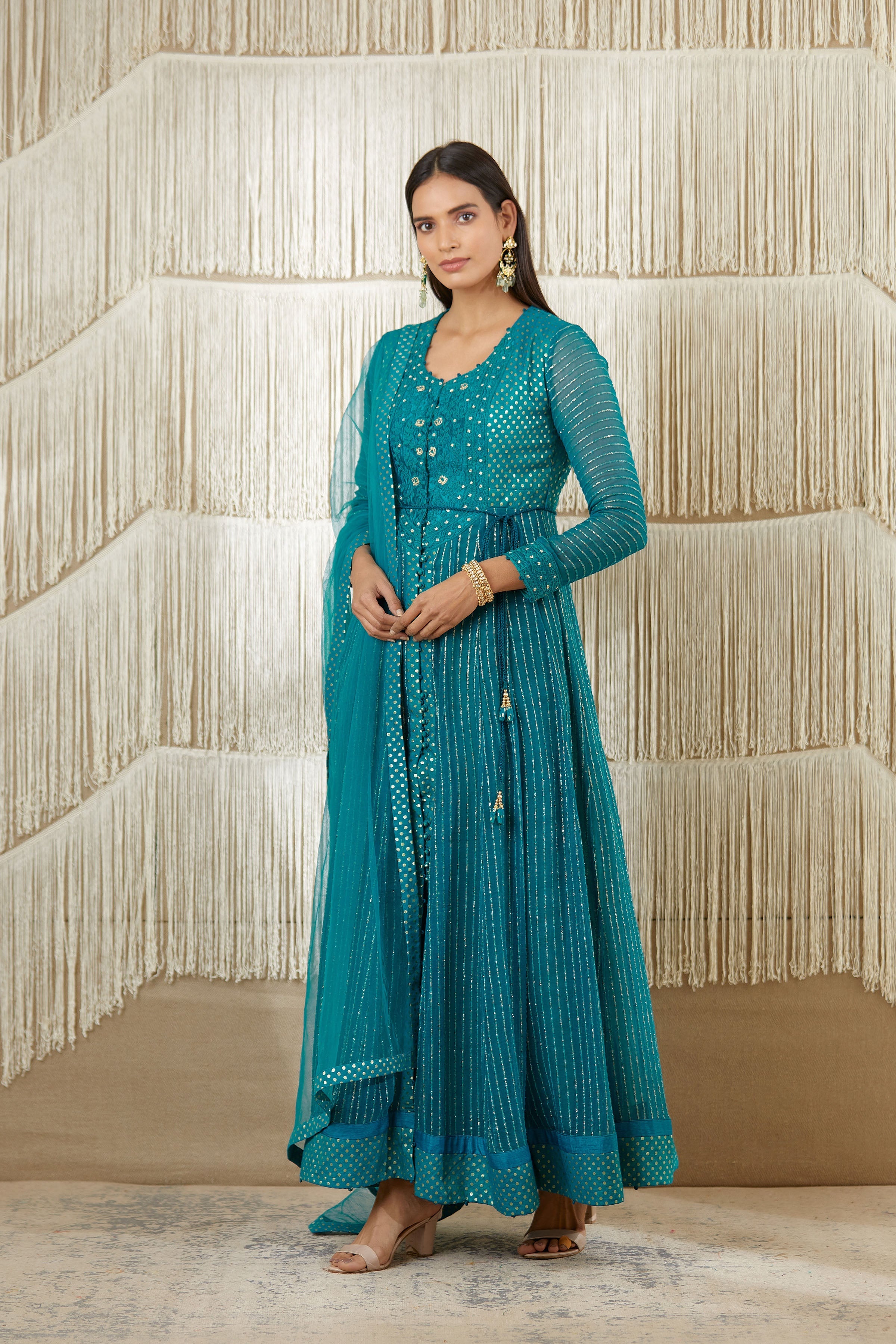 Teal Anarkali set